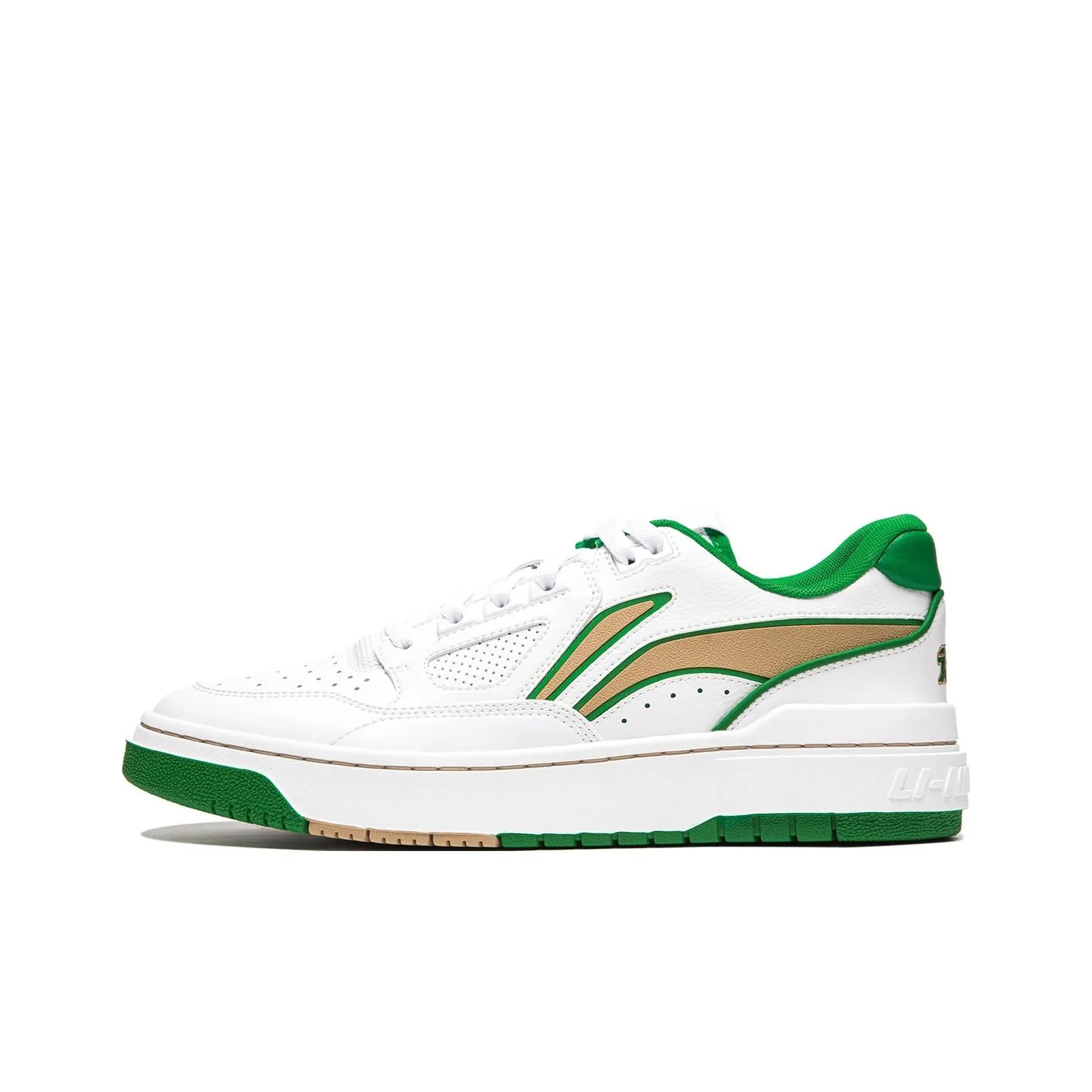 LiNing Anti Slip Wear Resistant Low Top Skateboard Shoes Unisex Standard White Field Green
