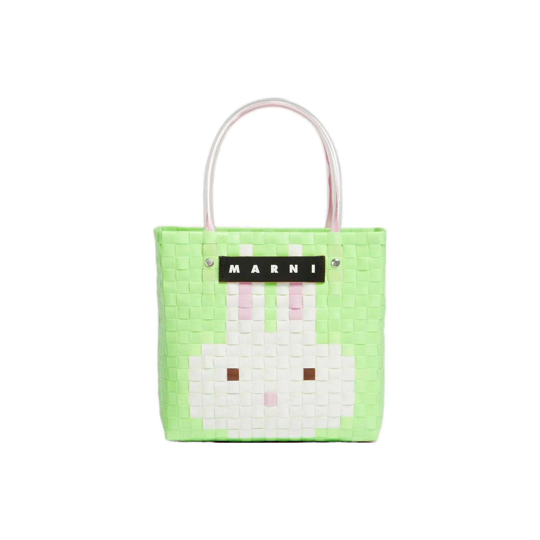 MARNI Полипропиленовая Корзина-Сумка из Коровьей Кожи Маленькая Женская Зеленая