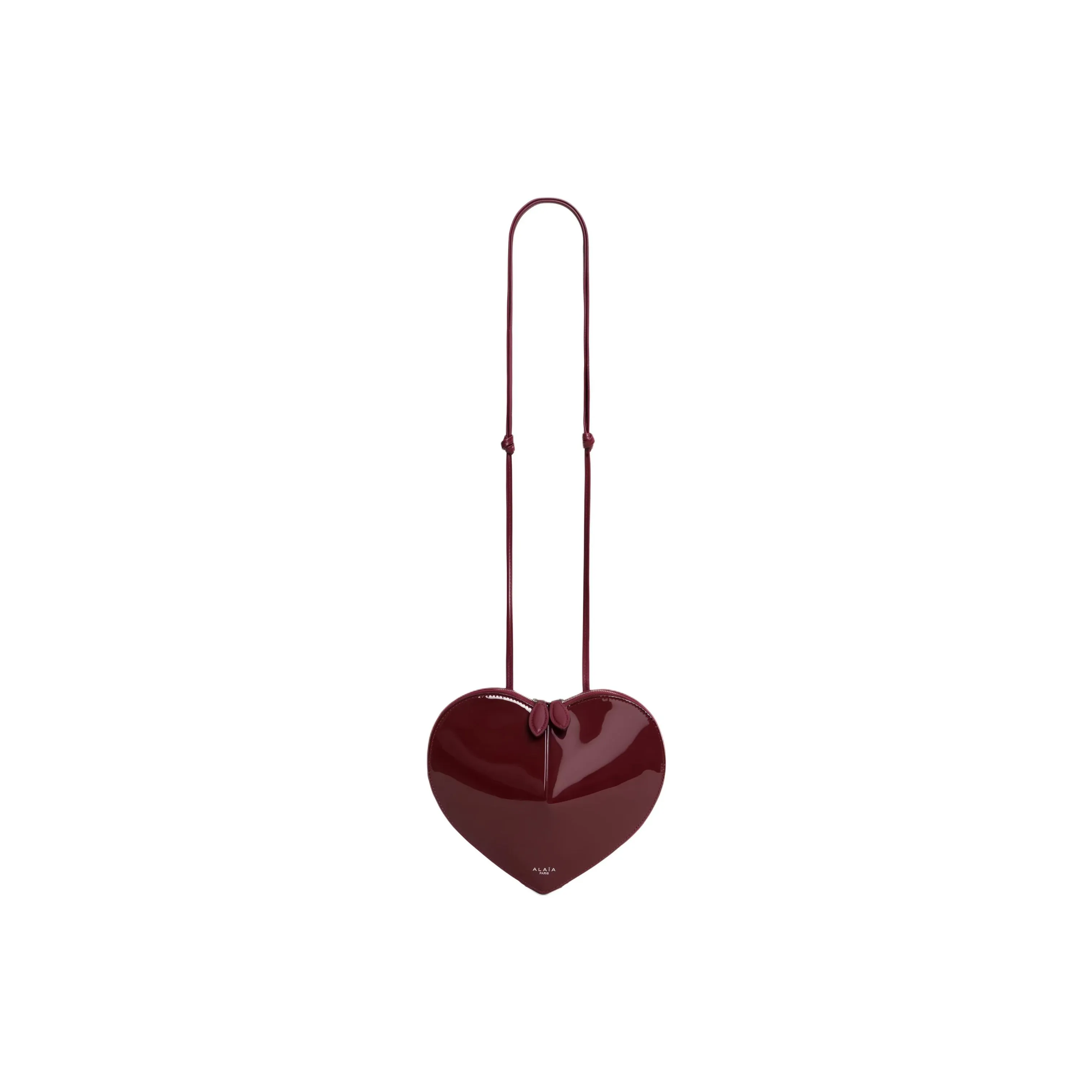 Alaia Patent Leather Heart Shaped Bag, Shoulder Bag, Crossbody Bag Women's Garnet Red