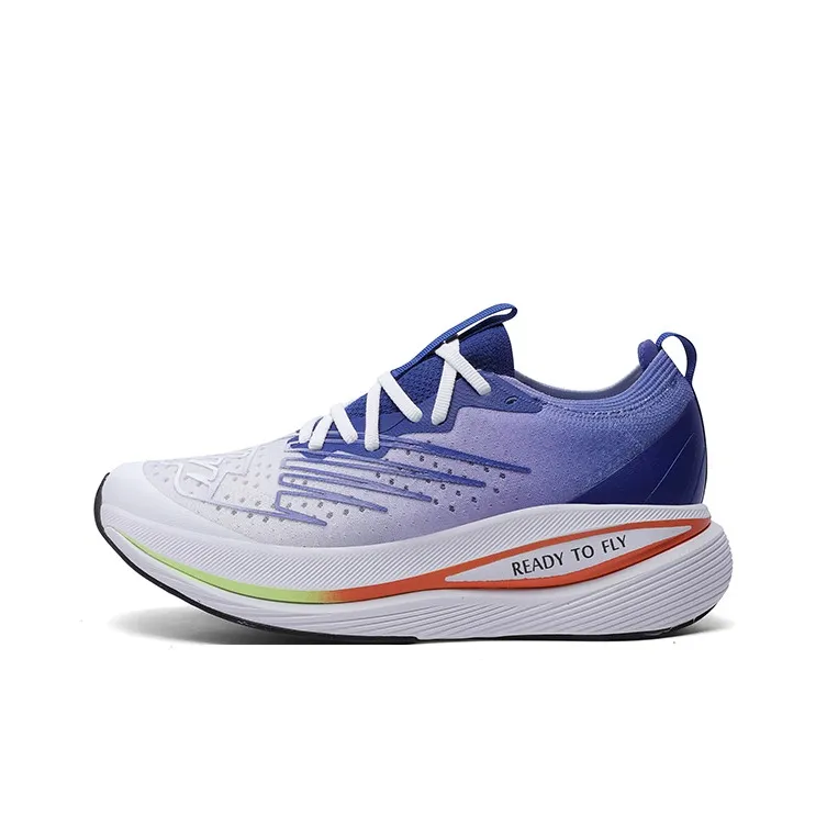 LPMX Cushioned Slip Resistant Breathable Low Top Full Length Carbon Plate Training Running Shoes Men's White Blue
