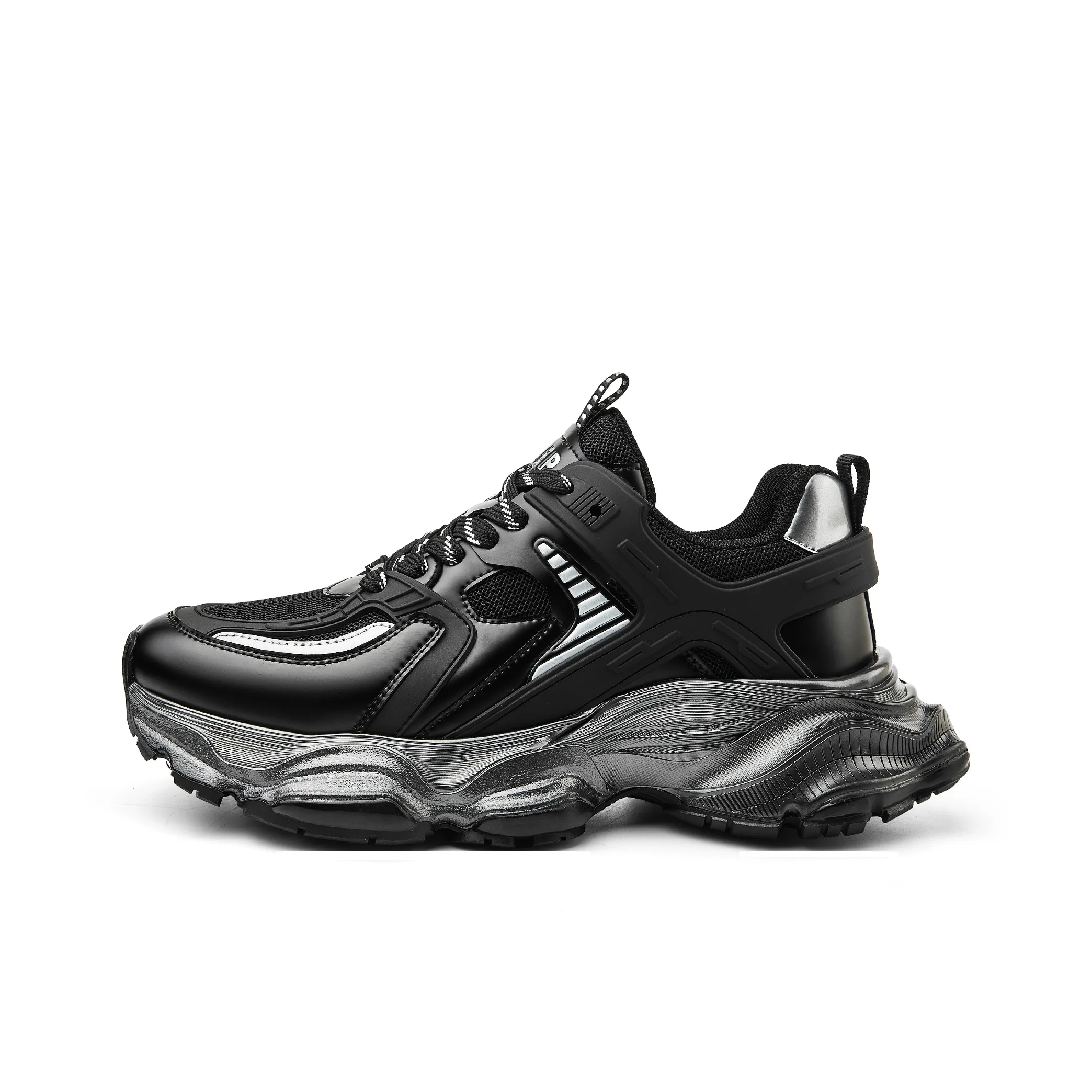 JEEP SPIRIT Slip Resistant, Breathable, Height Increasing Low Top Chunky Sneakers Men's Black