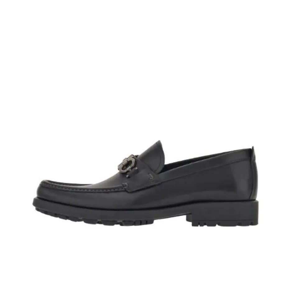 FERRAGAMO GANCINI Gancio Loafers Men's Black