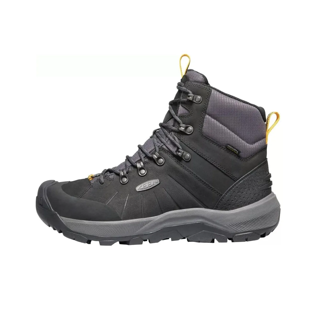 KEEN REVEL MID Polar Slip Resistant, Abrasion Resistant, Waterproof Mid Top Hiking Shoes Men's Black Gray