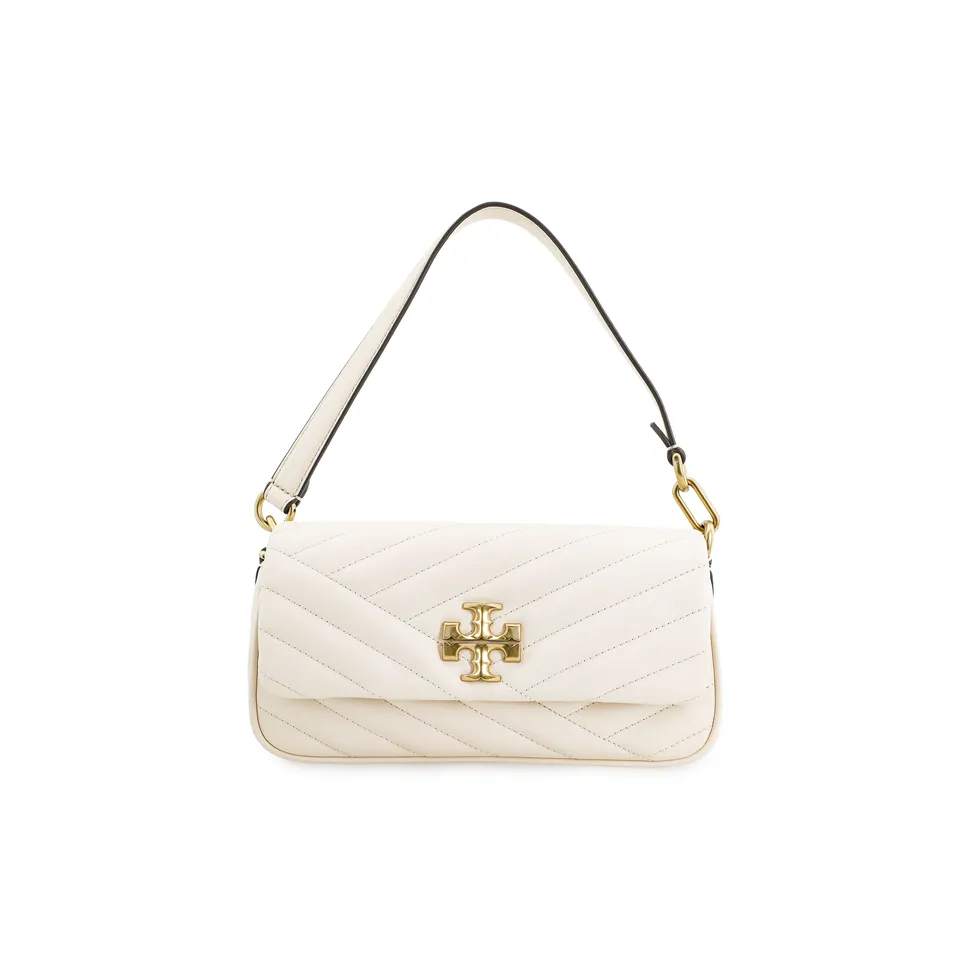 TORY BURCH Kira Leather Shoulder Bag Baguette Bag Portable Crossbody Bag Shoulder Bag Women's Cream White