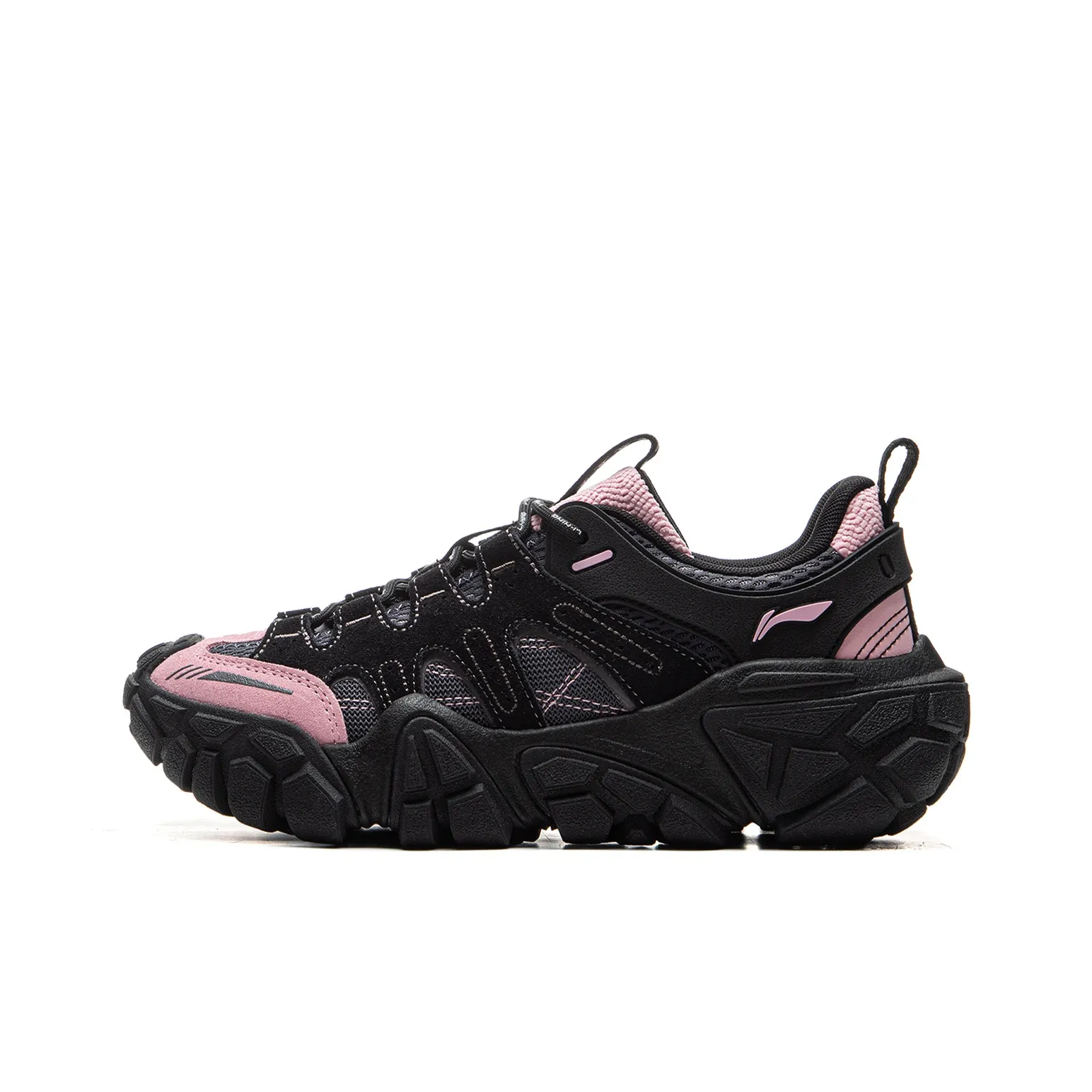 LiNing Dunes Cushioning Anti Slip Wear Resistant Breathable Height Increasing Low Top Casual Shoes Women's Black Pink