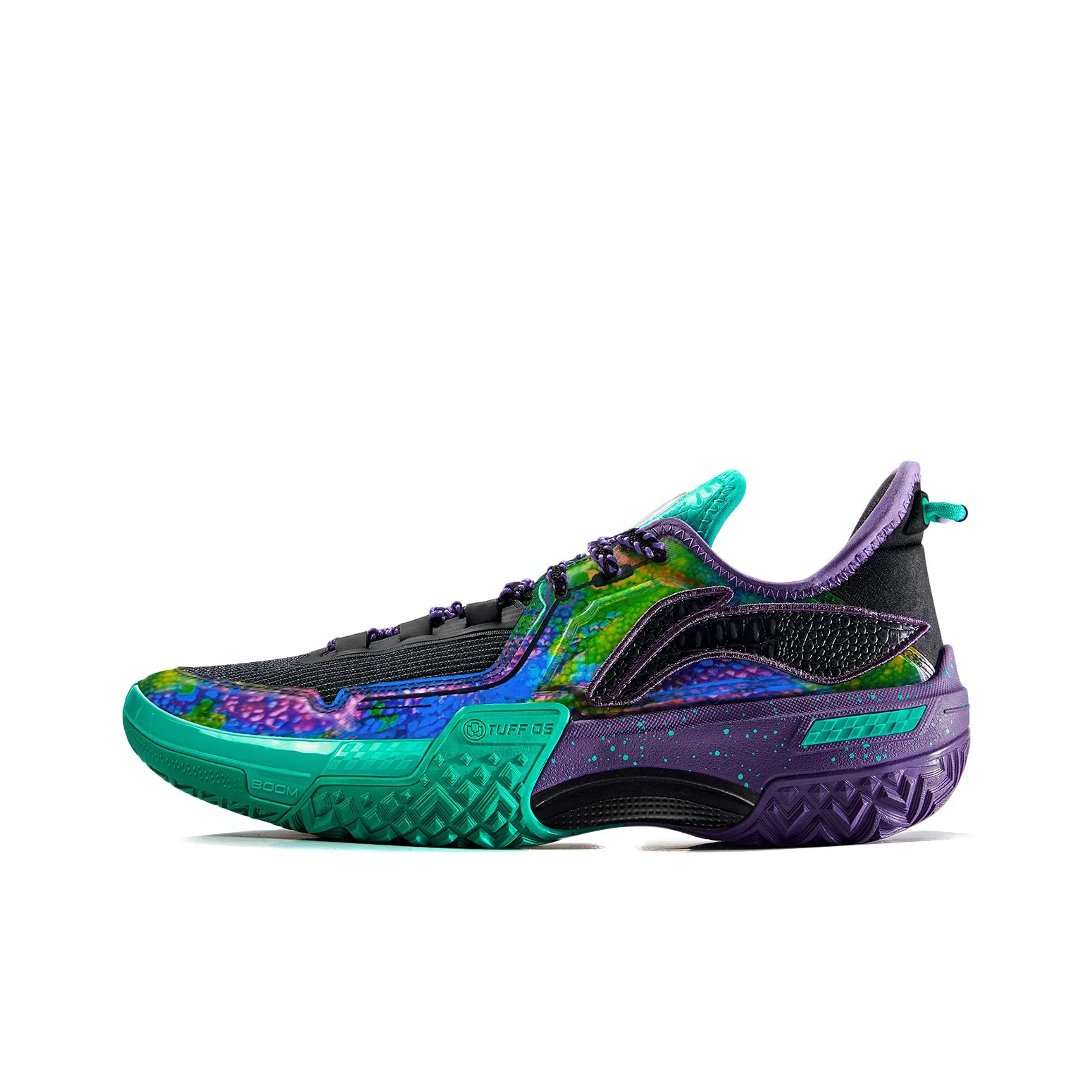LiNing Shudder Cushioning Anti Slip And Wear Resistant Lightweight Rebound Low Top Basketball Helsinki Shoes Men's Black Green