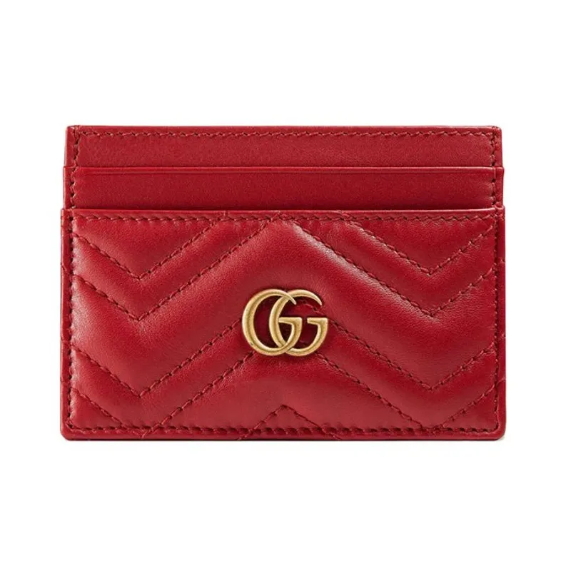 GUCCI GG Marmont Quilted Кожа Коровья кожа Картхолдер Картхолдер Женские Красный