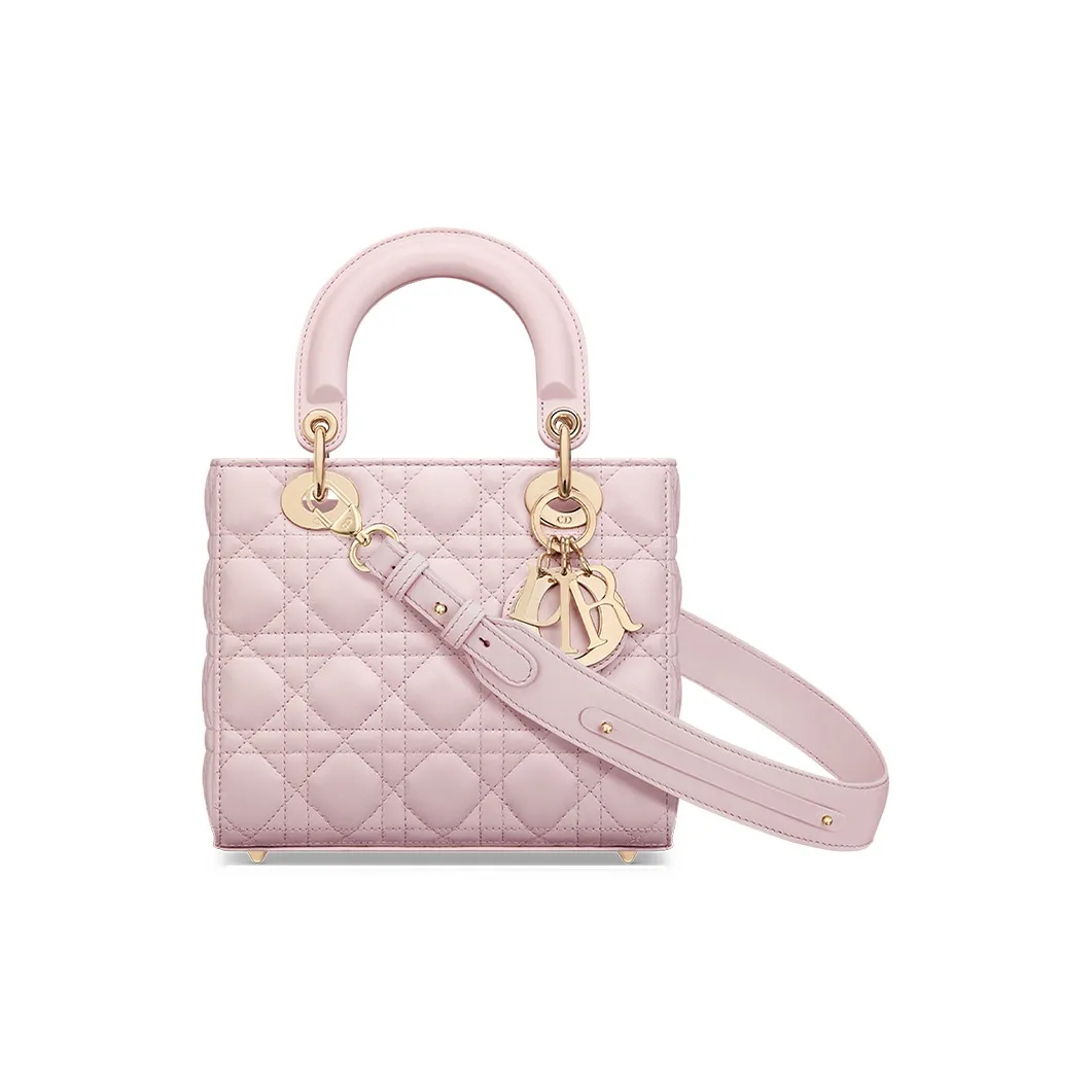 DIOR Small Lady DIOR Lambskin Handbag Women's Pink