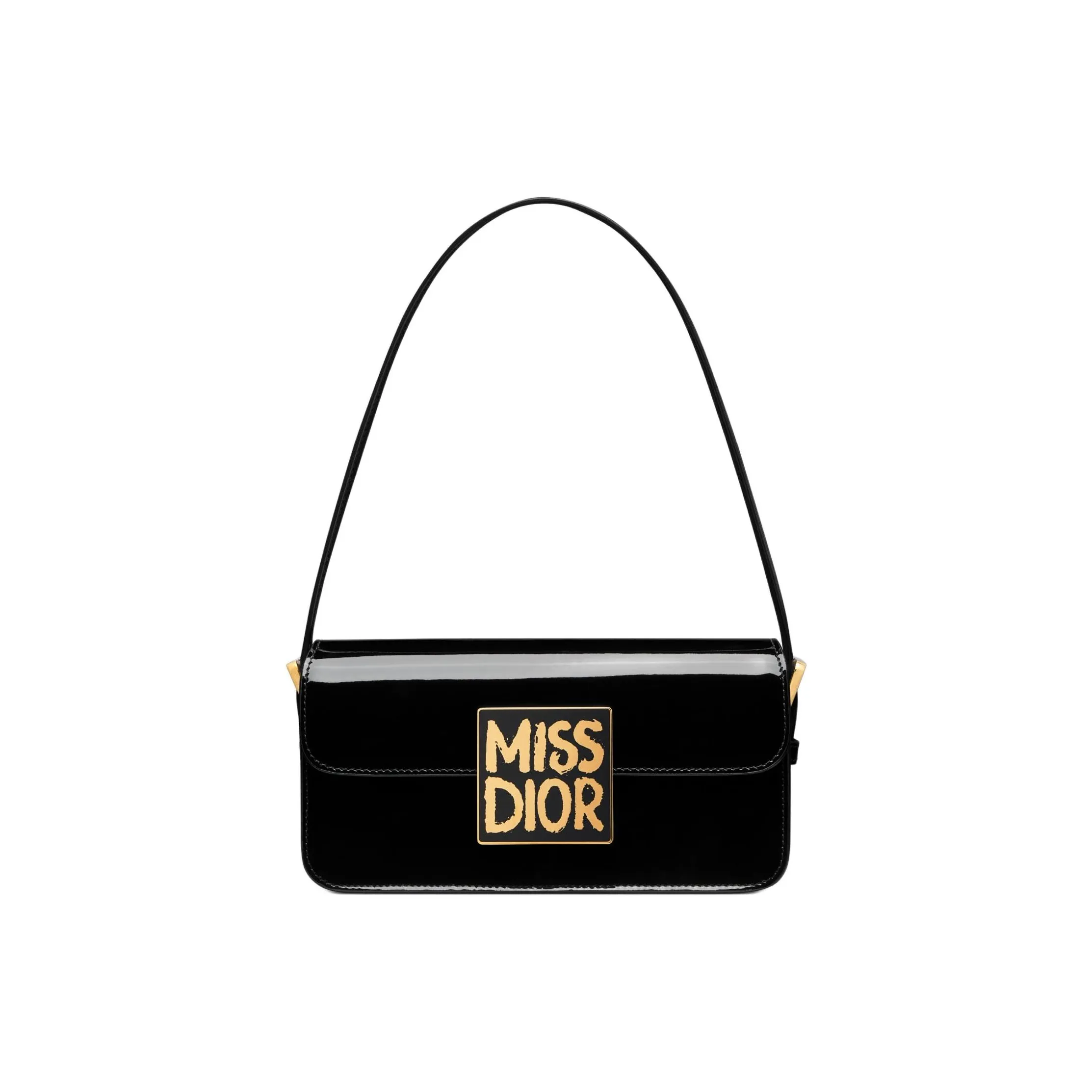 DIOR Miss Dior Patent Leather Calfskin Handbag Shoulder Bag Women's Black