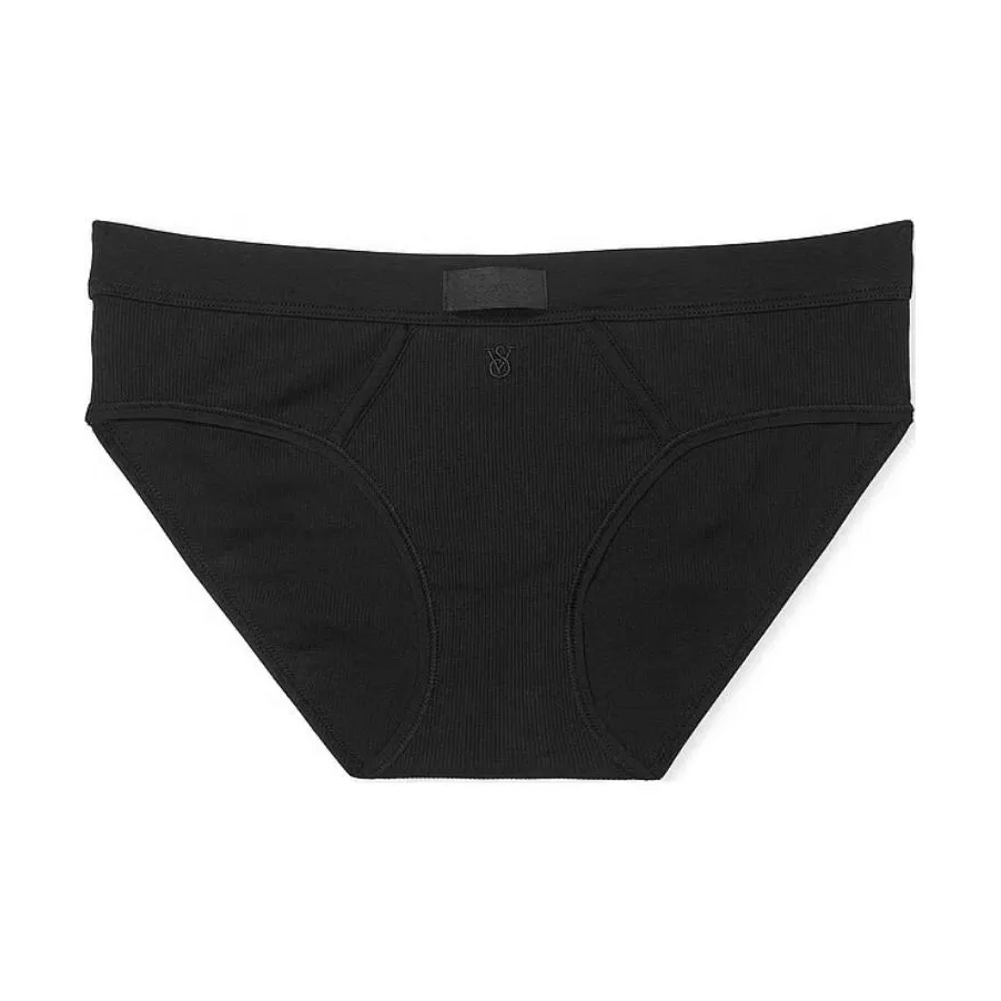 Victoria's Secret Хлопок Логотип Патч Хлопок Hiphugger Panty Черные Трусы Женские 1 Пачка Черный