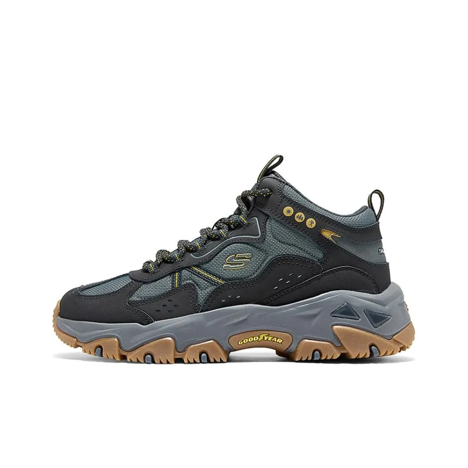 Skechers OUTDOOR MENS Mid Top Casual Shoes Men's Black Gray Yellow