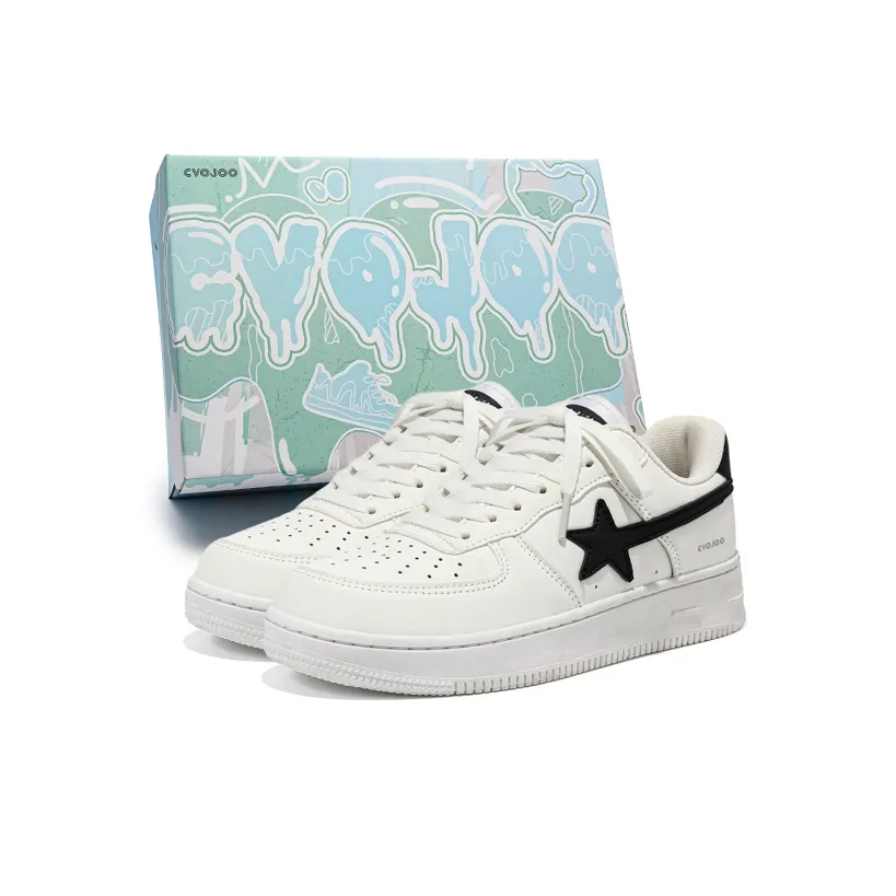 CVOJOO Подарочный набор коробка Звезды коллекция низкие кроссовки для скейтбординга унисекс белый черный