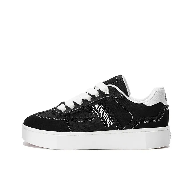 DIAMOND DESTINY CARAT Cushioning Wear Resistant Low Top Skateboard Shoes Unisex Classic Black German Army Vintage