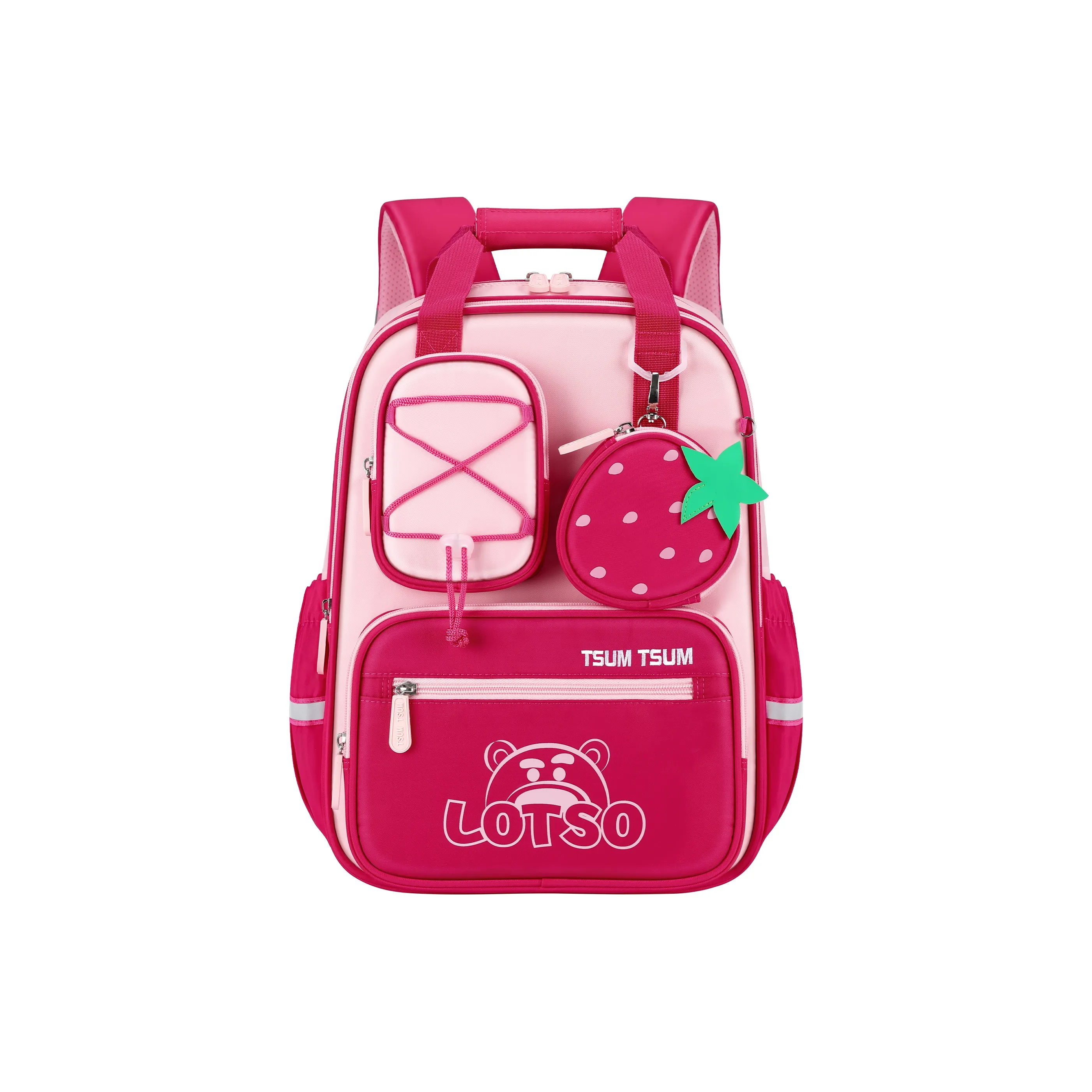 Disney Strawberry Bear Series Полиэстер Студенческая сумка Стандартная Детская Розовая Красная