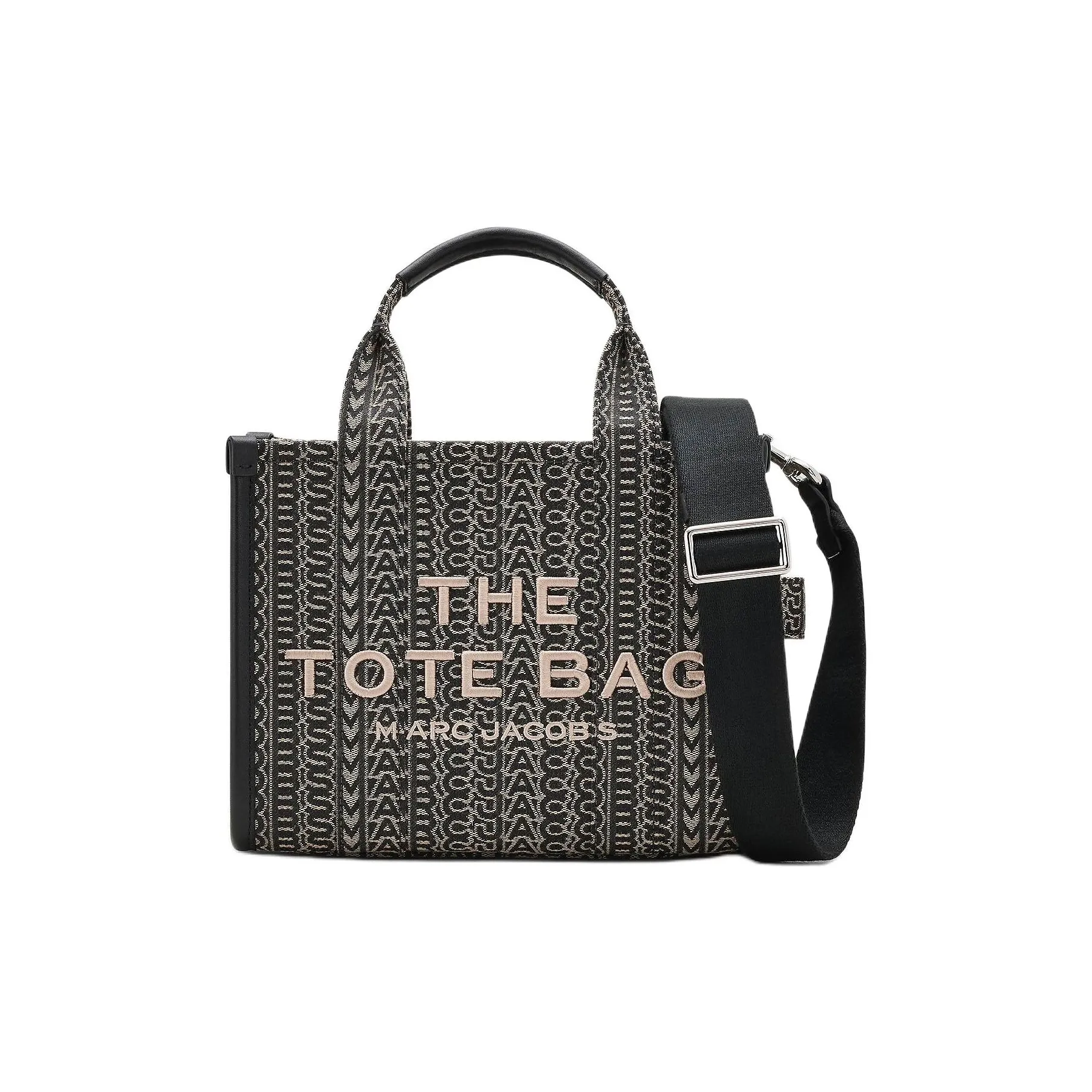 MARC JACOBS Жаккард Тоут Сумка Сумка для покупок Сумка через плечо Сумка Маленькая Женская Черная и Бежевая