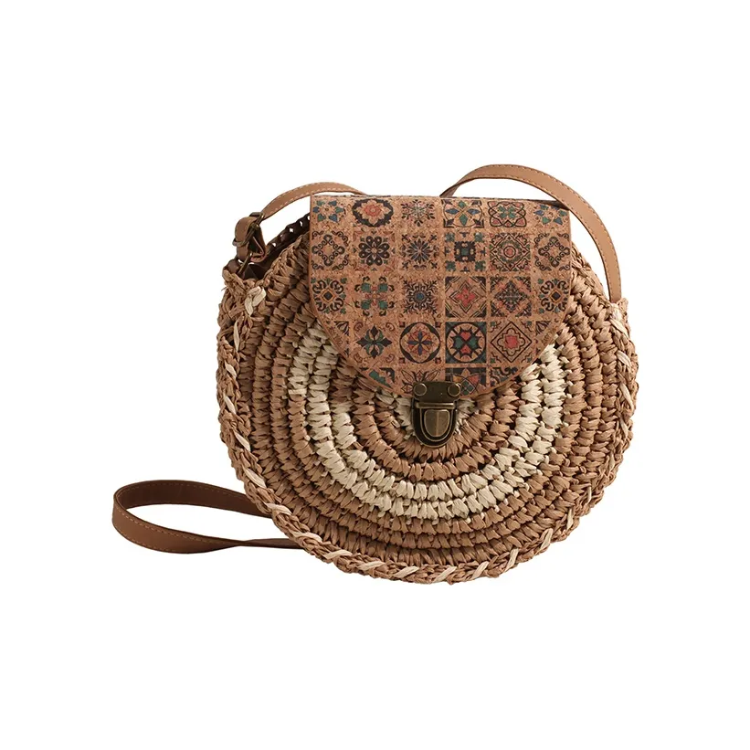 Single Warehouse Straw Crossbody Bag, Shoulder Bag Regular Women's Khaki/Beige & Khaki/Beige & Coffee/Yellow