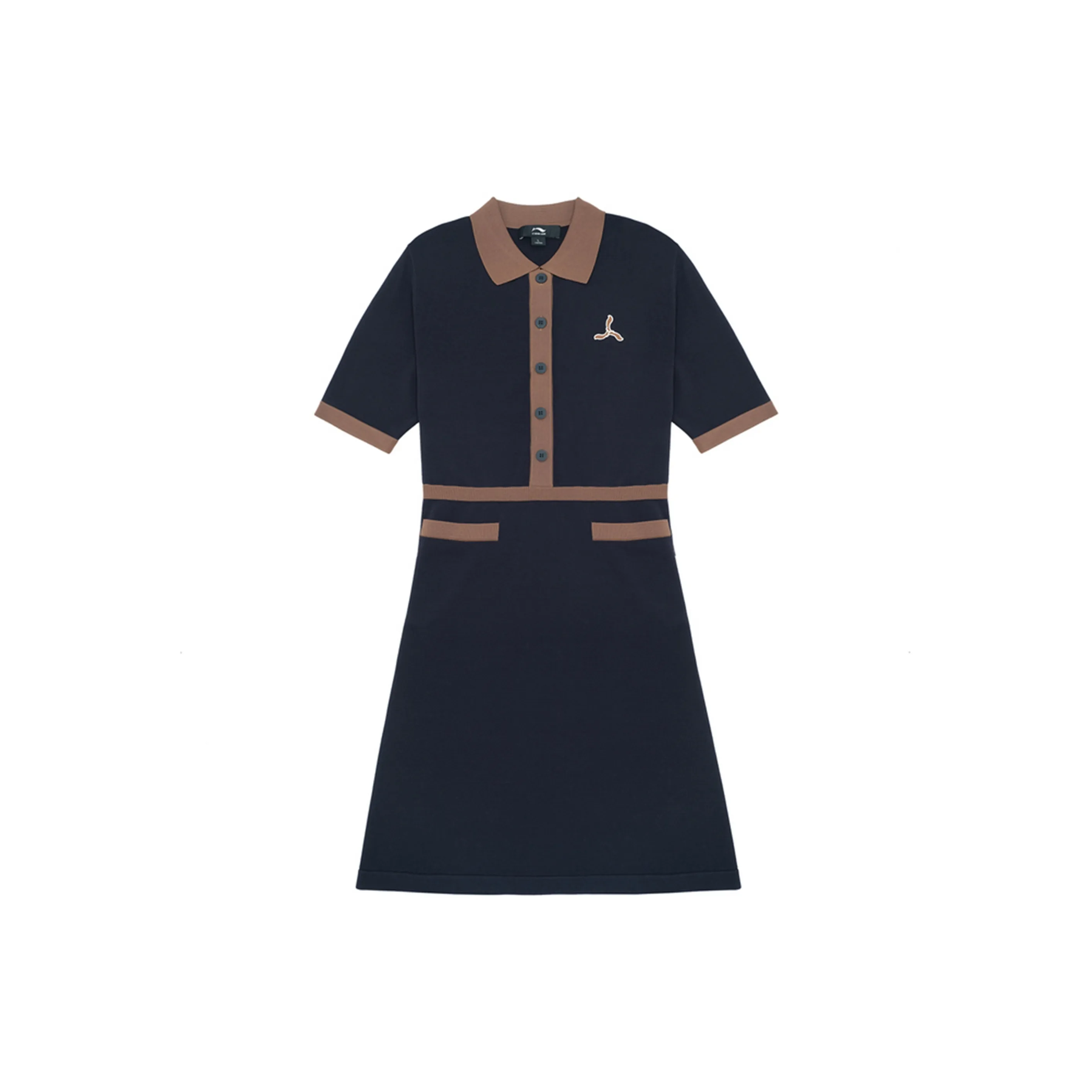 LI NING 1990 Короткий рукав Платье Женское Глубокий синий