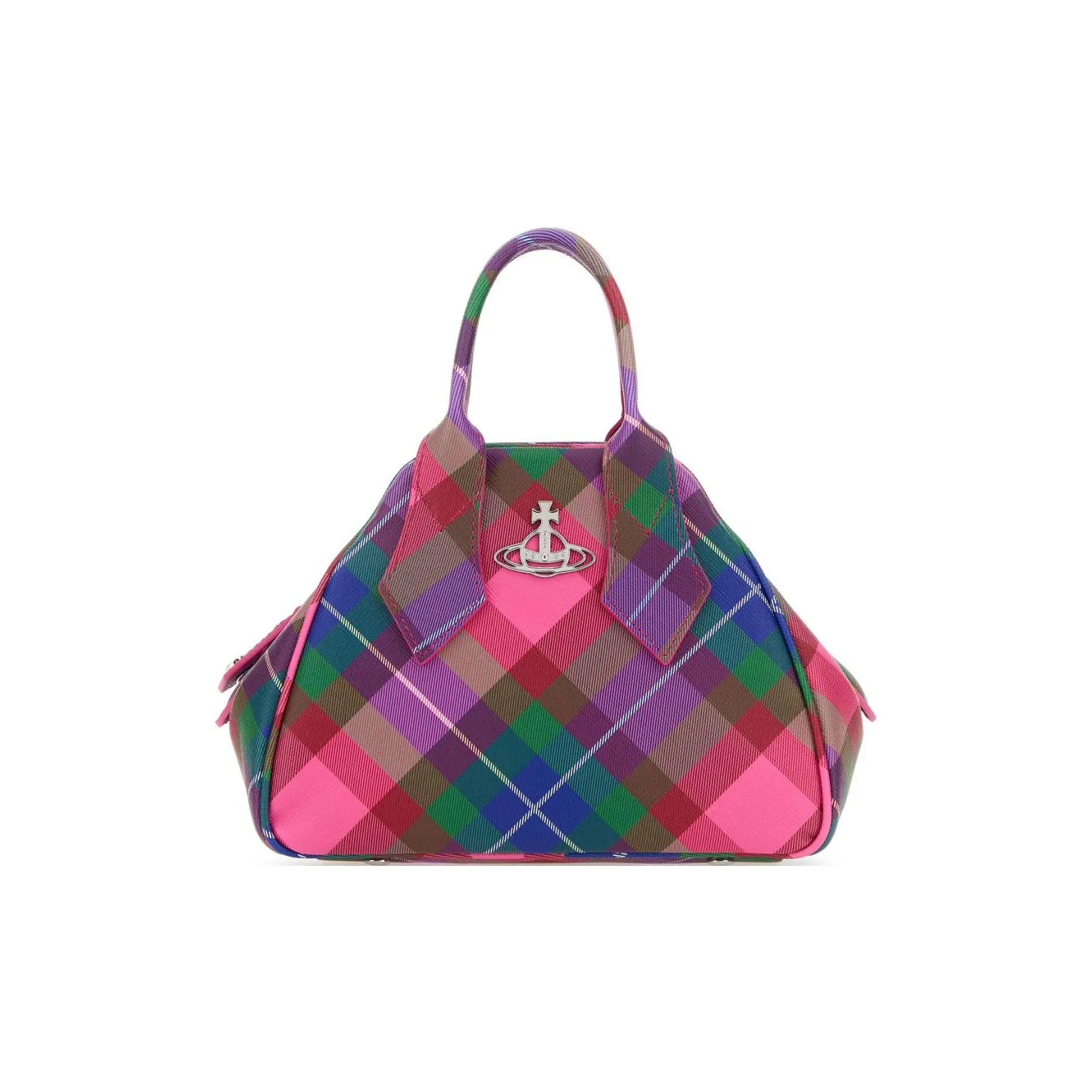 Vivienne Westwood Yasmine Orb-Plaque Checked Small Tote Bag