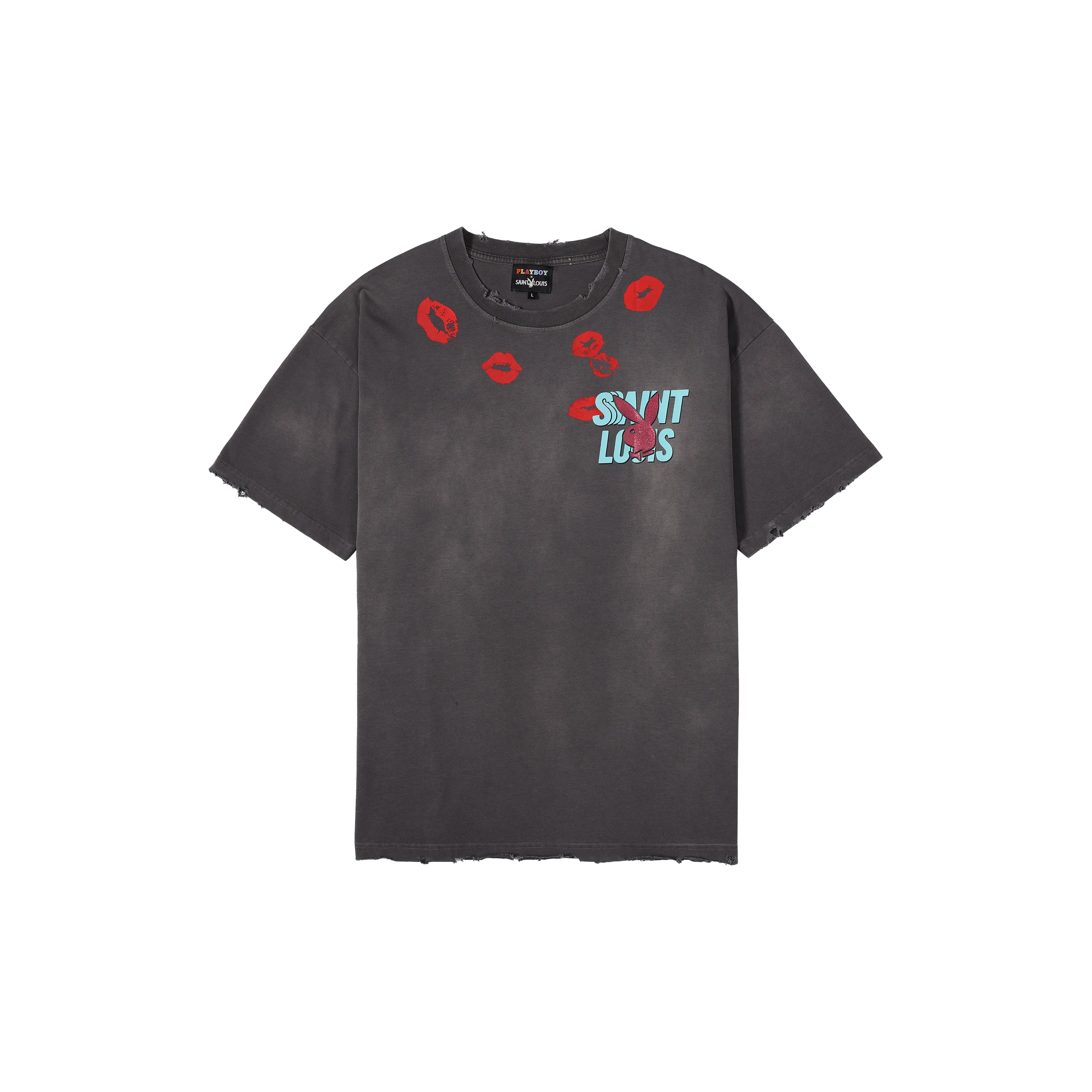 Playboy X SSSAINT LOUIS SSSAINT LOUIS X Playboy Co branded Series T Shirts Unisex Gray