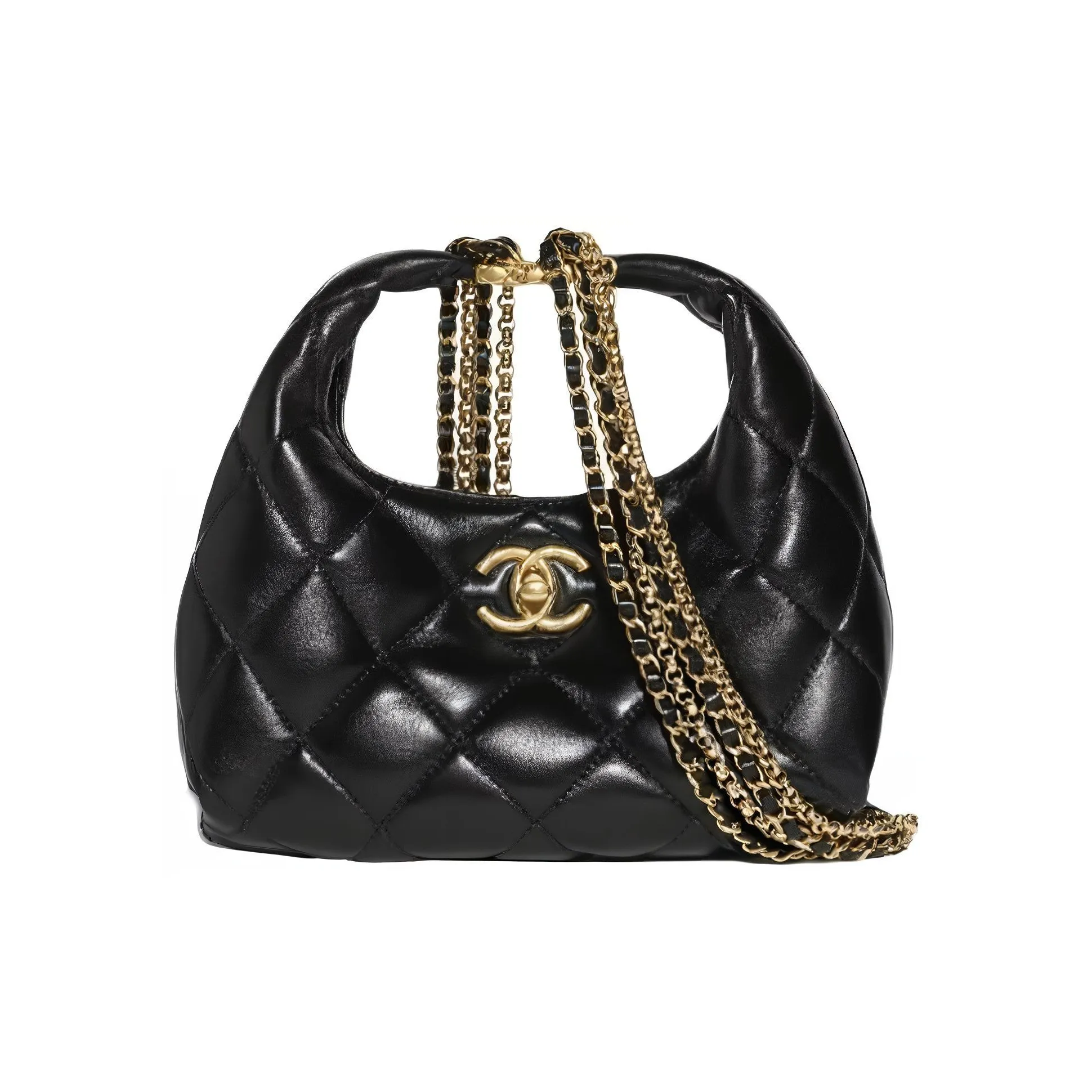 CHANEL Sheepskin Crossbody Handbag Women's Black