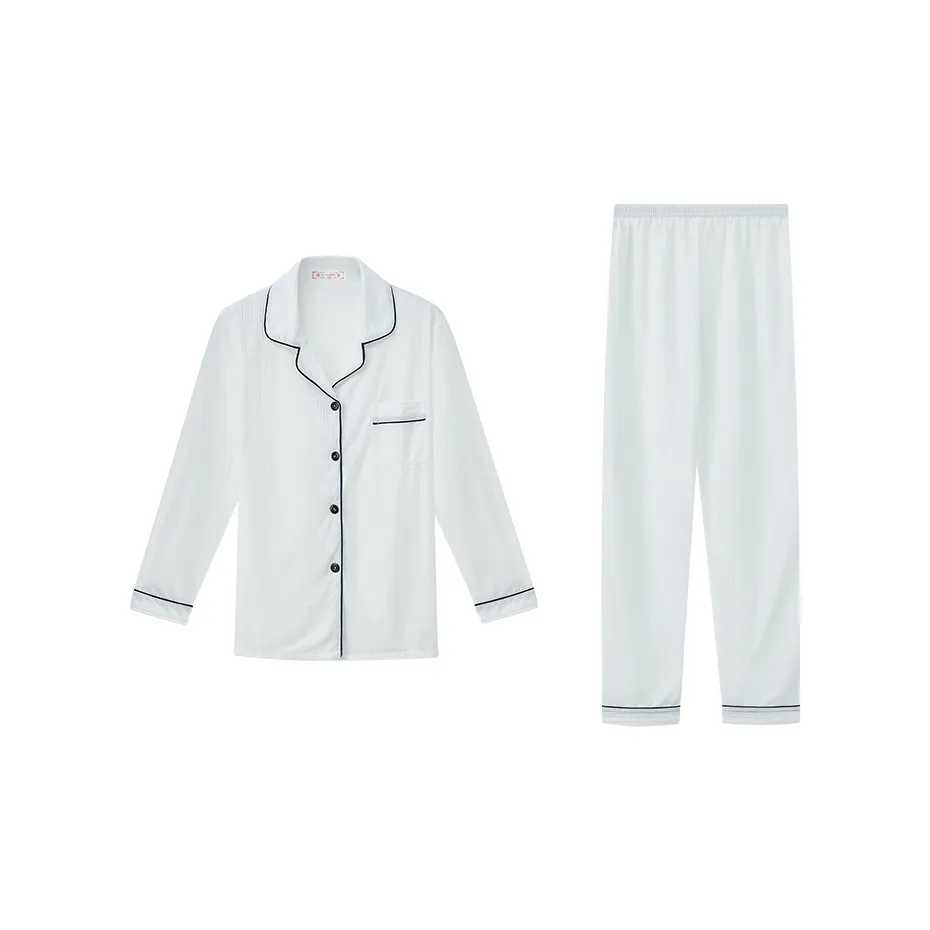 Сон Длинный Sleeved Брюки Кардиган Домашняя одежда Для студентов в общежитиях и домах Готовая к верхней одежде Женская Белая