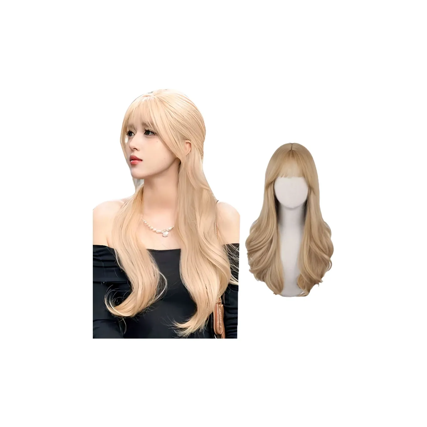 GLUNA Перука для женских симметричные челка белый золото большая волна длинные кудрявые волосы