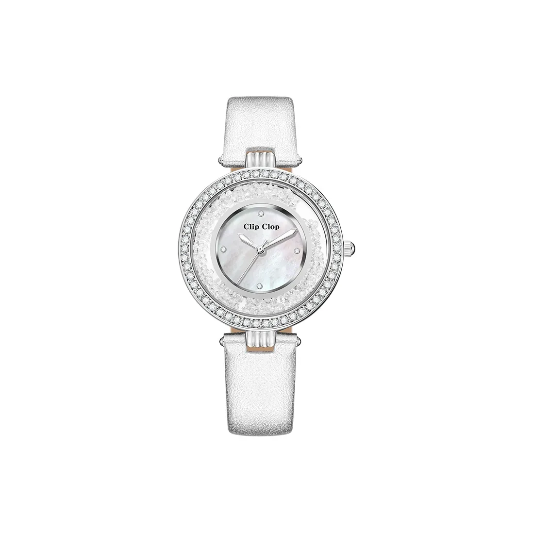 Clip Clop Time Luck Watch 30м Глубокая Водонепроницаемость Кварцевый Механизм Естественная Кожа Ремешок Часы Женские Белый Циферблат