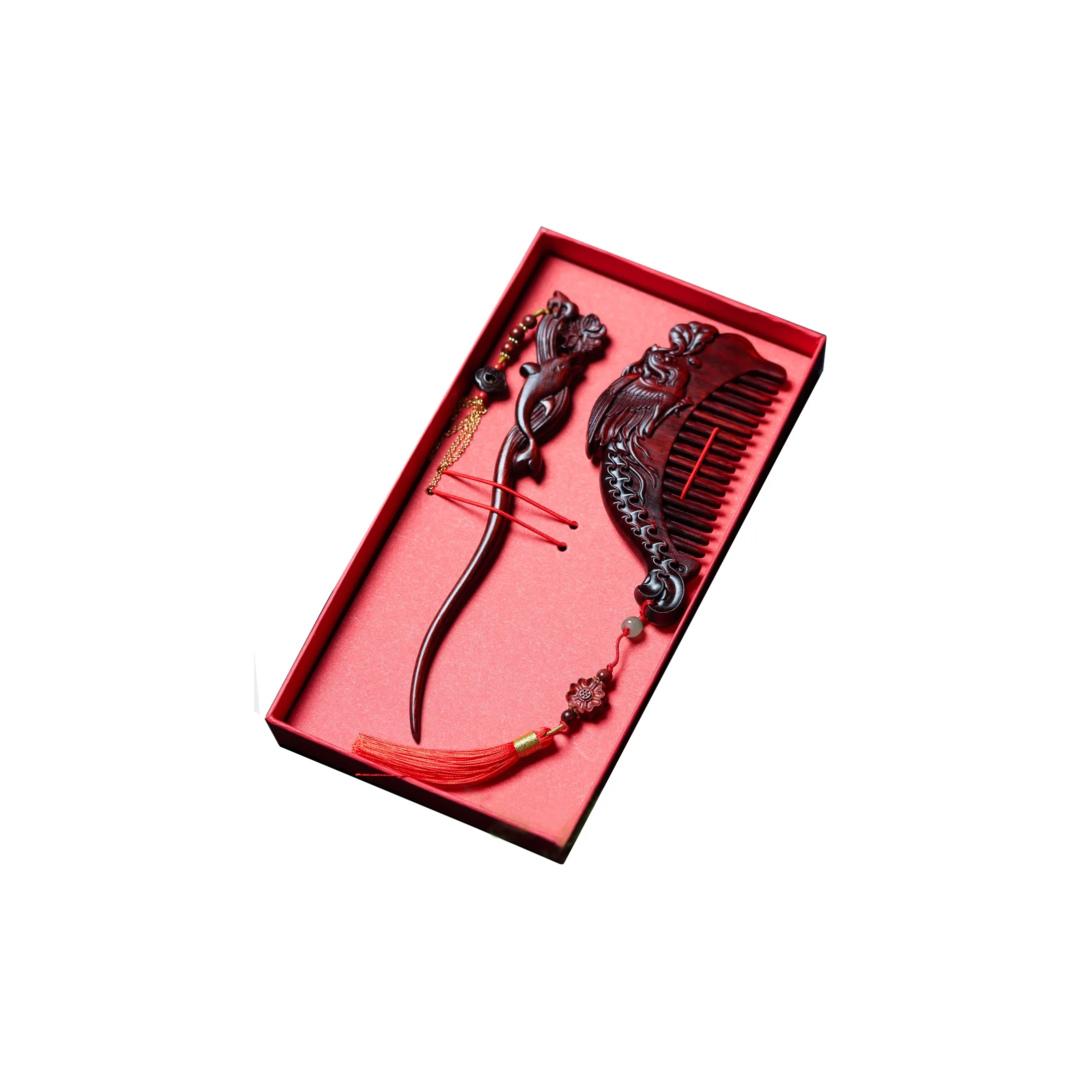 Xianyou Red Rosewood Wooden Comb Unisex
