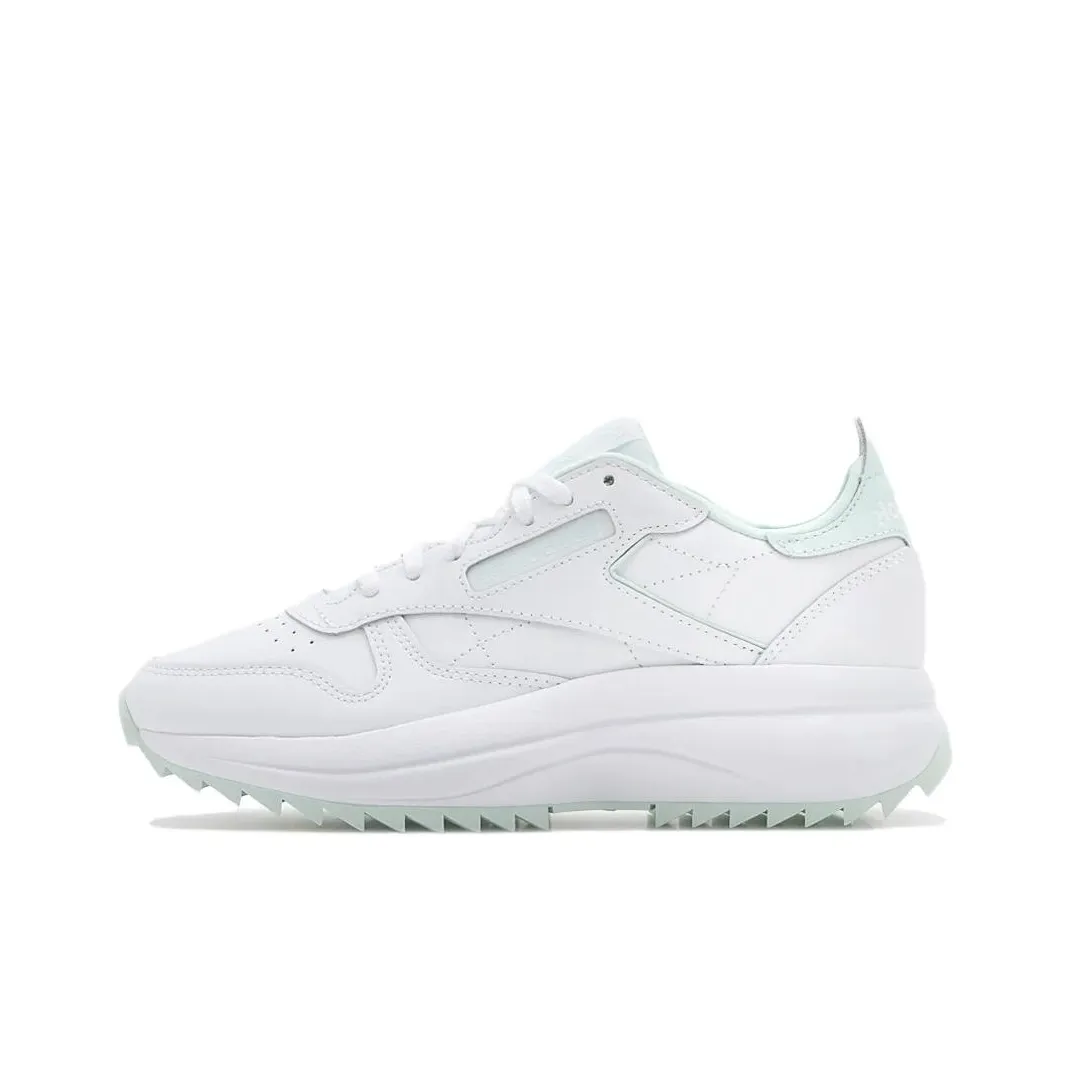 Reebok Classic Leather Low Top Casual Shoes Unisex White Cyan