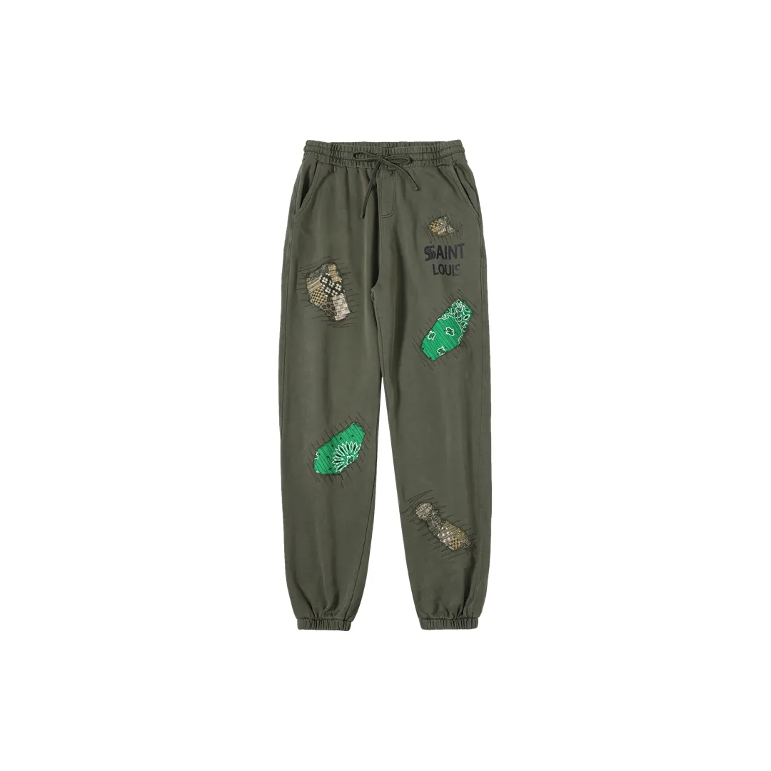 SSSAINT LOUIS Knitted Sweatpants Unisex Olive Green