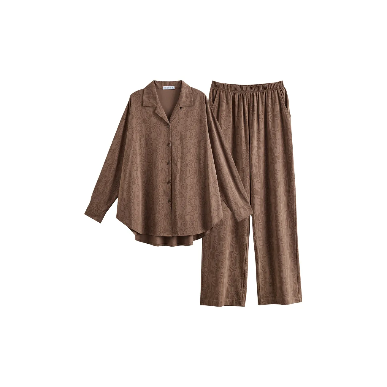 Same Language Пижамный комплект Женские Древесный узор Коричневый