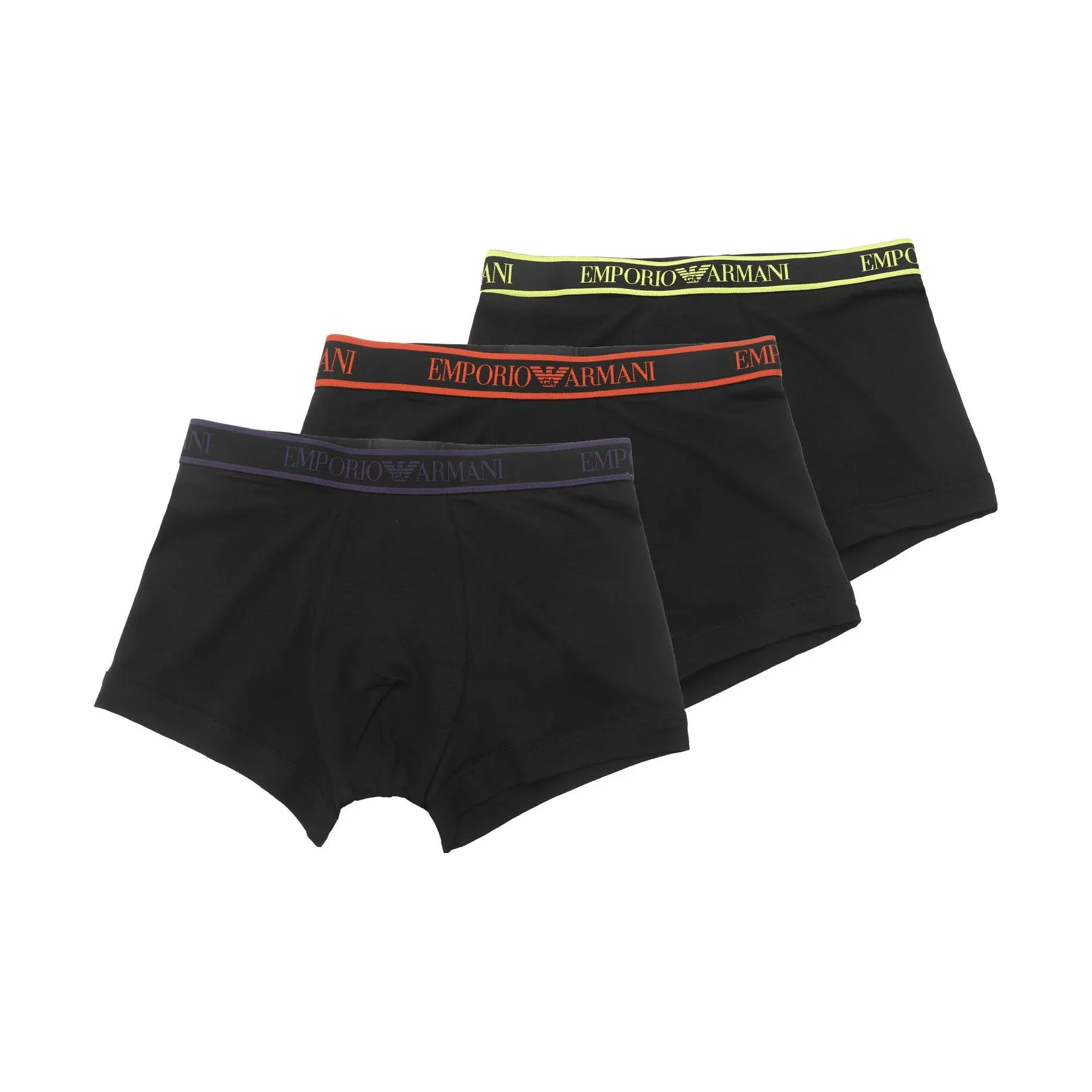 EMPORIO ARMANI 3 упаковки: черный фиолетовый + черный красный + черный желтый мужские боксеры