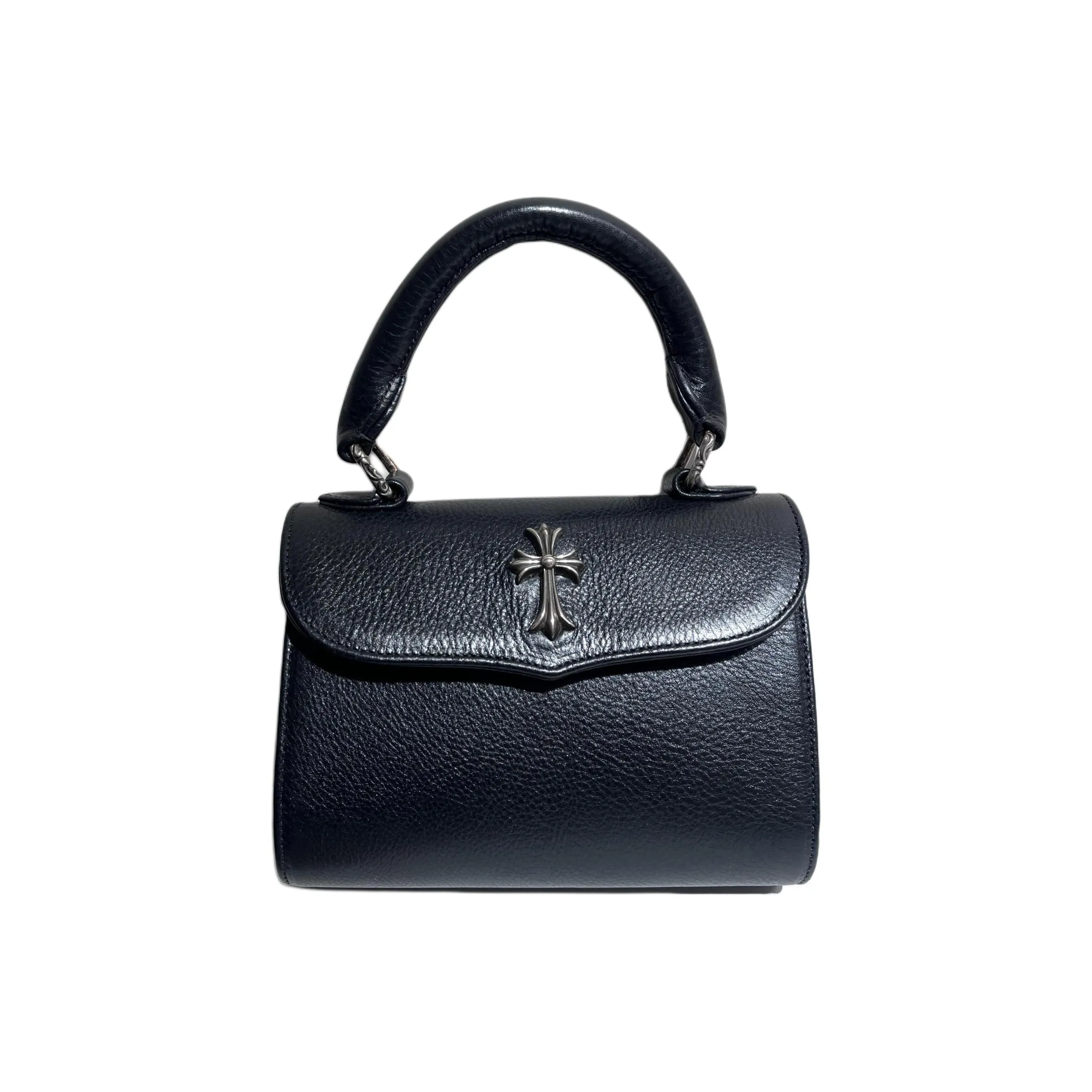 Chrome Hearts Cow Leather Flap Shoulder Bag Crossbody Bag Handbag Women's Black