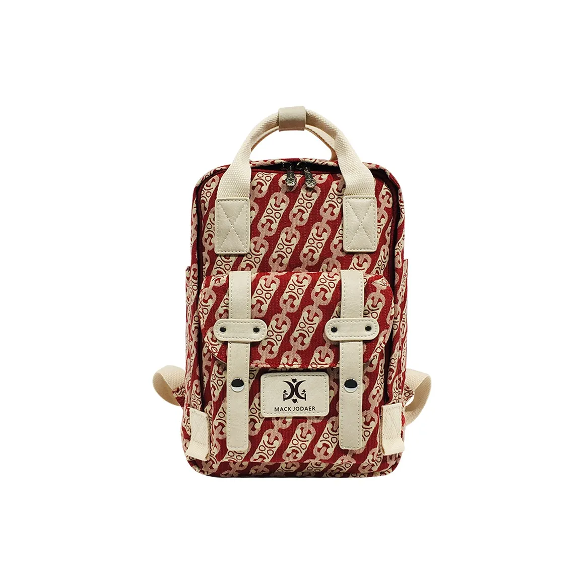 MACK JODAER Synthetic Leather With Denim Backpack Small Size Women's Red/off White