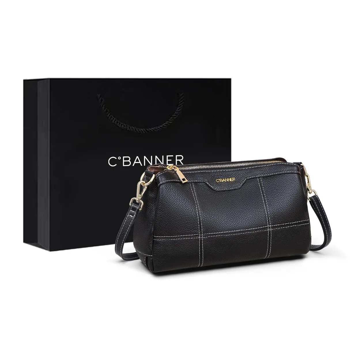 C°BANNER Коровья кожа с синтетической кожей сумка через плечо стандартная женская черная