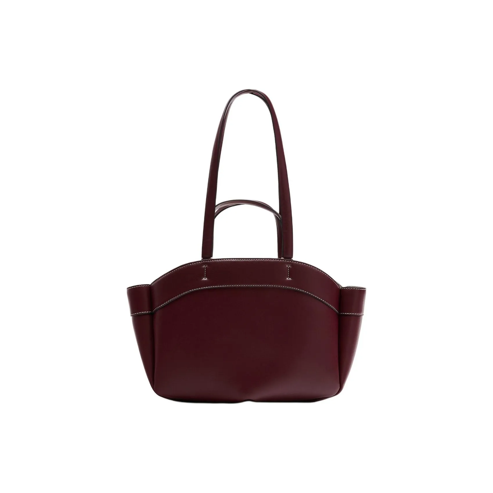ZARA PU Handbag Large Size Women's Dark Red