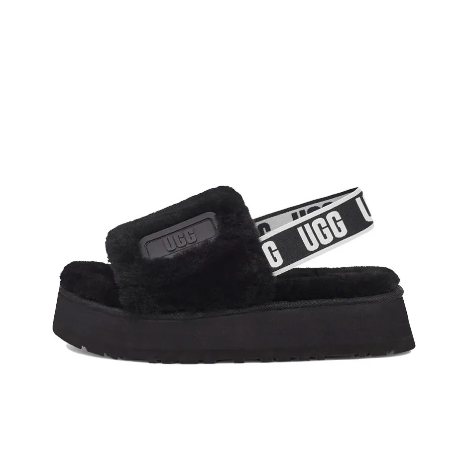 UGG Disco Slide Thick Sole Black Slippers Women's