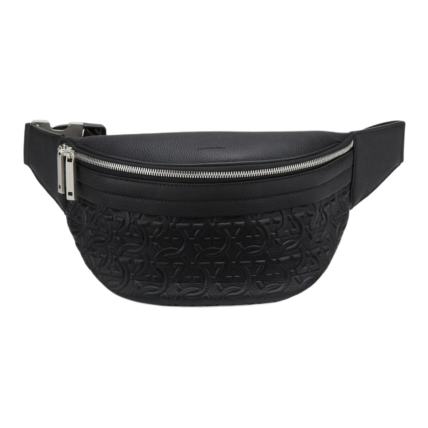 FERRAGAMO GANCINI Calfskin Sling Bag, Fanny Pack Men's Black