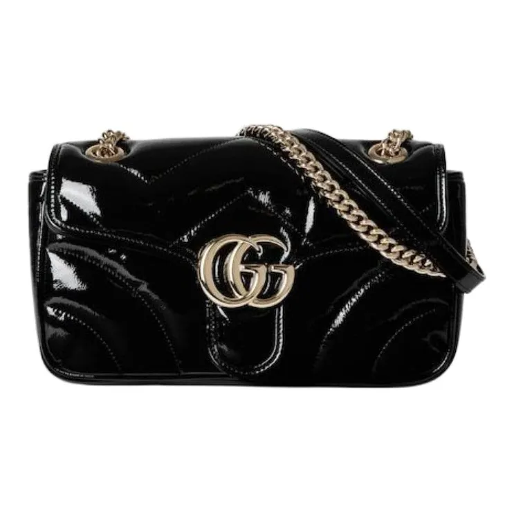 GUCCI GG Marmont Logo Leather Small Shoulder Bag Women's Black