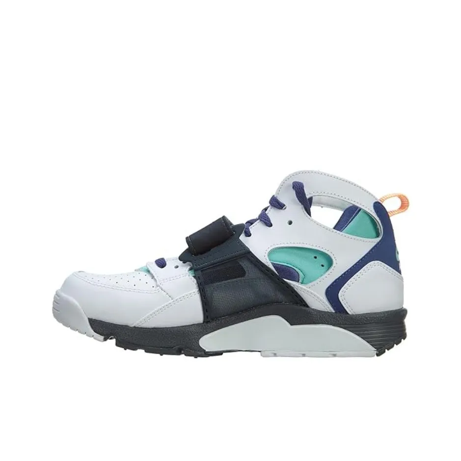 Nike Air Trainer Huarache Anti Slip Wear Resistant Low Top Vintage Basketball Shoes Men's White Blue