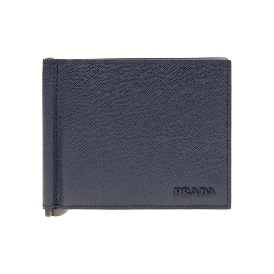 PRADA Men's Blue Calfskin Card Holder