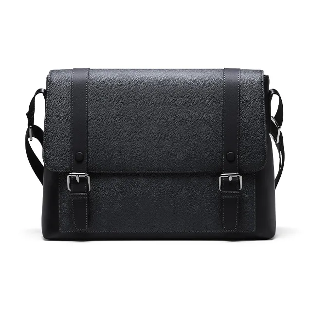 HLA Cow Leather With Synthetic Leather Shoulder Bag Regular Men's Black