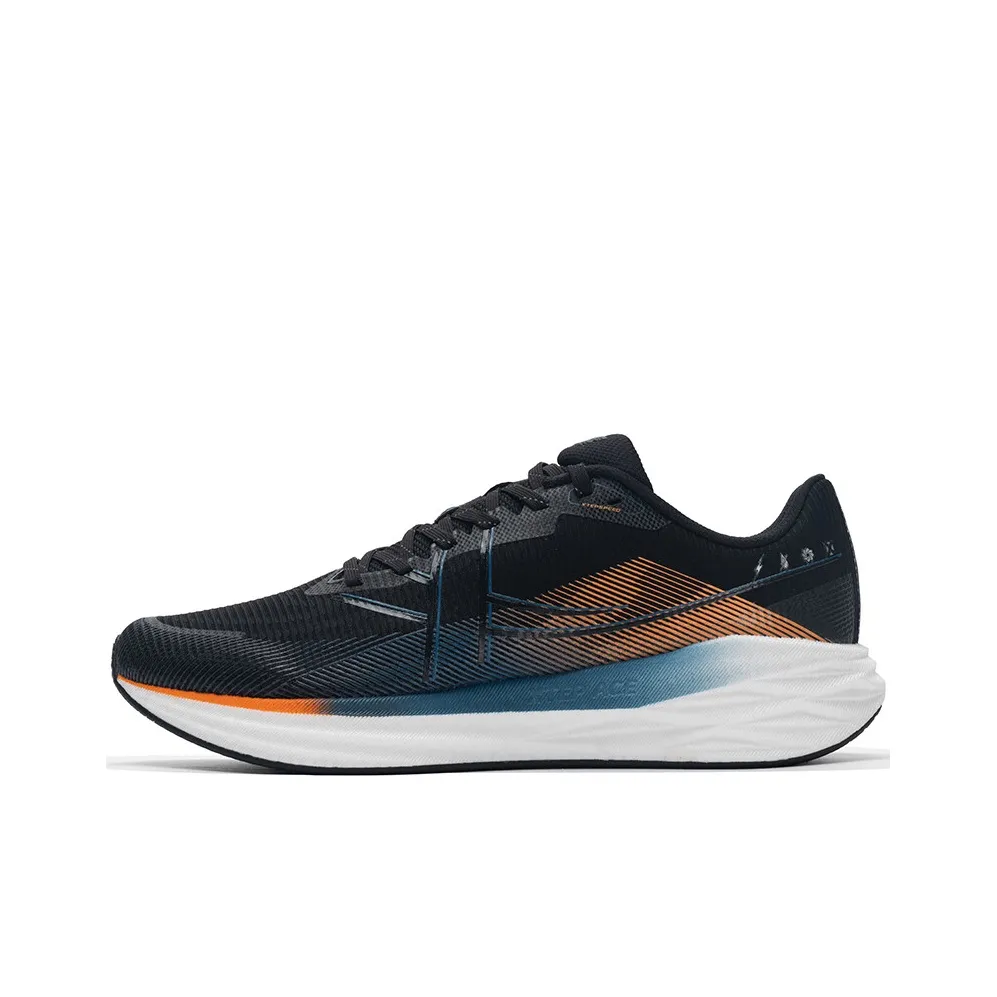 XTEP Speed 5.0 Non slip Wear resistant Shock Absorption Low Top Casual Running Shoes Men's Black Lava Orange