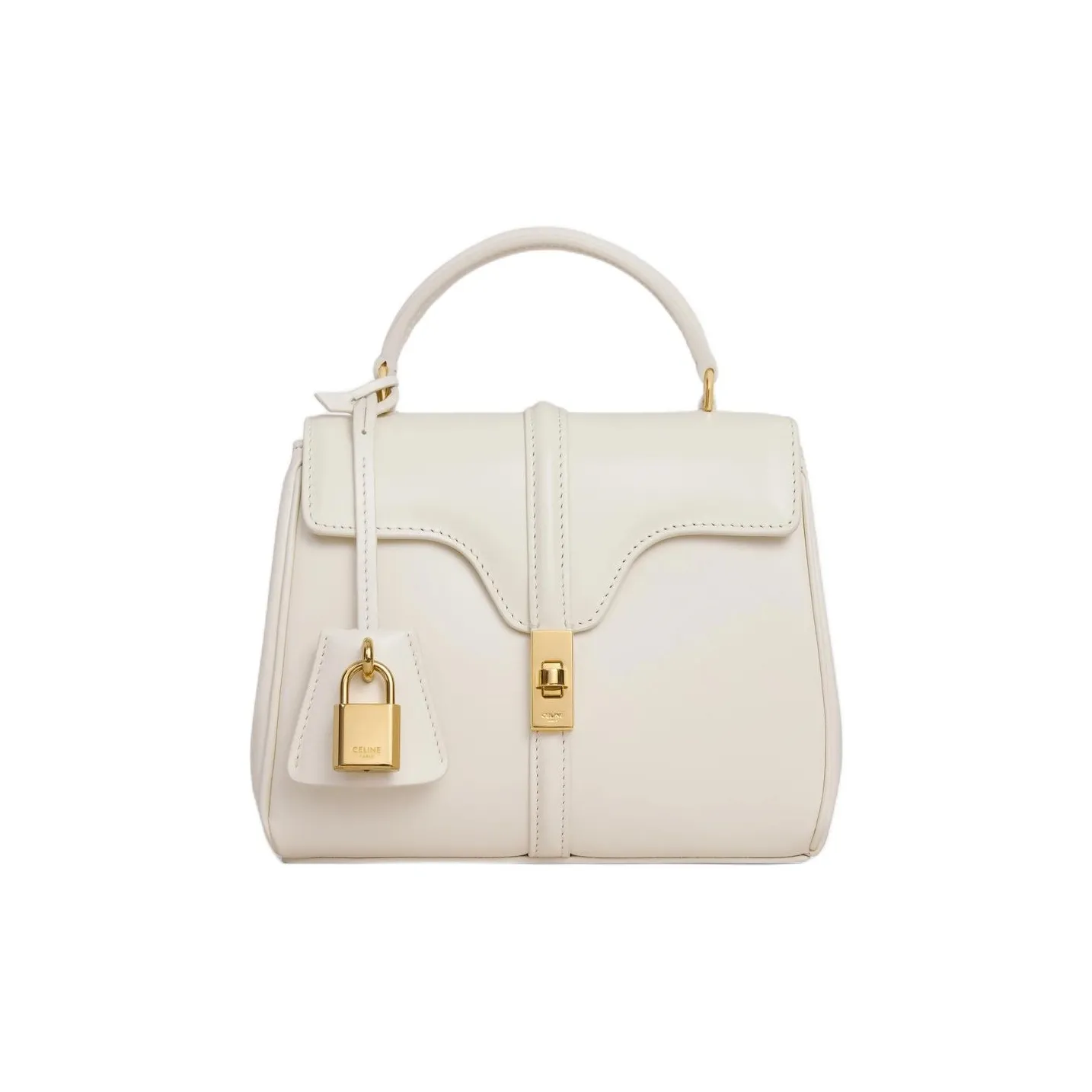 CELINE 16 Calfskin Shoulder Bag Crossbody Bag Handbag Mini Women's White Cotton