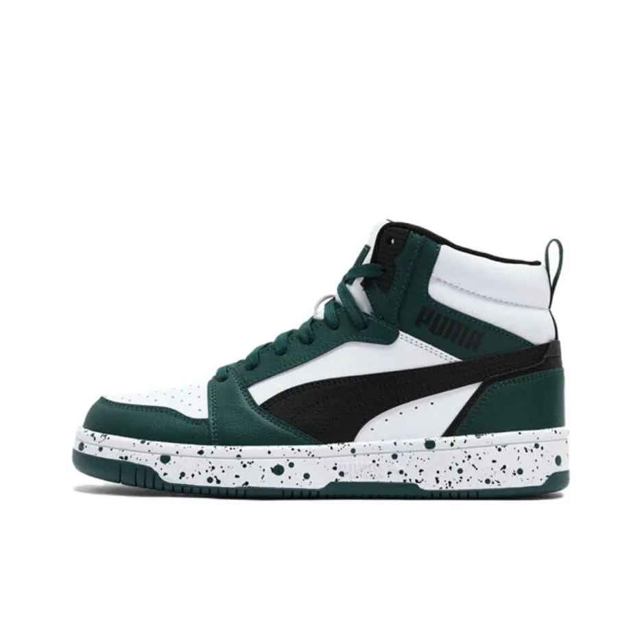 PUMA Rebound V6 Mid Top Skateboard Shoes Unisex White Green