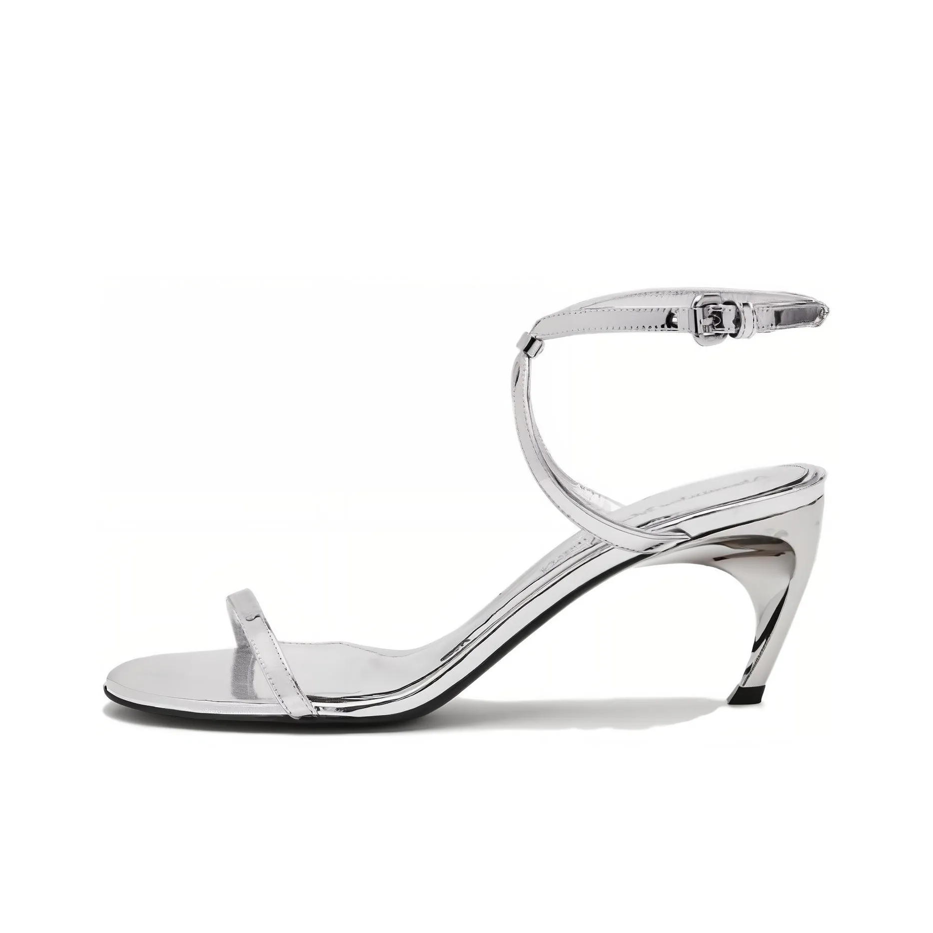 Alexander McQueen Armadillo Metallic Faux Leather Sandals 'Silver' Women's