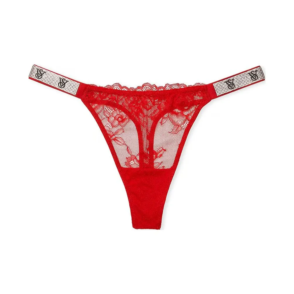 Victoria's Secret Very Sexy SHINE Ремень Розовый Кружево Стринг Пантика Lipstick Стринг Женские 1 Пачка Красный