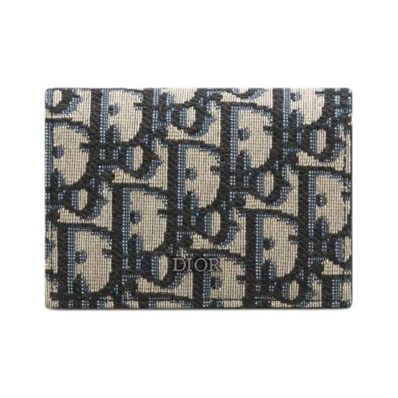 DIOR Jacquard Wallet Regular Men's Beige & Black