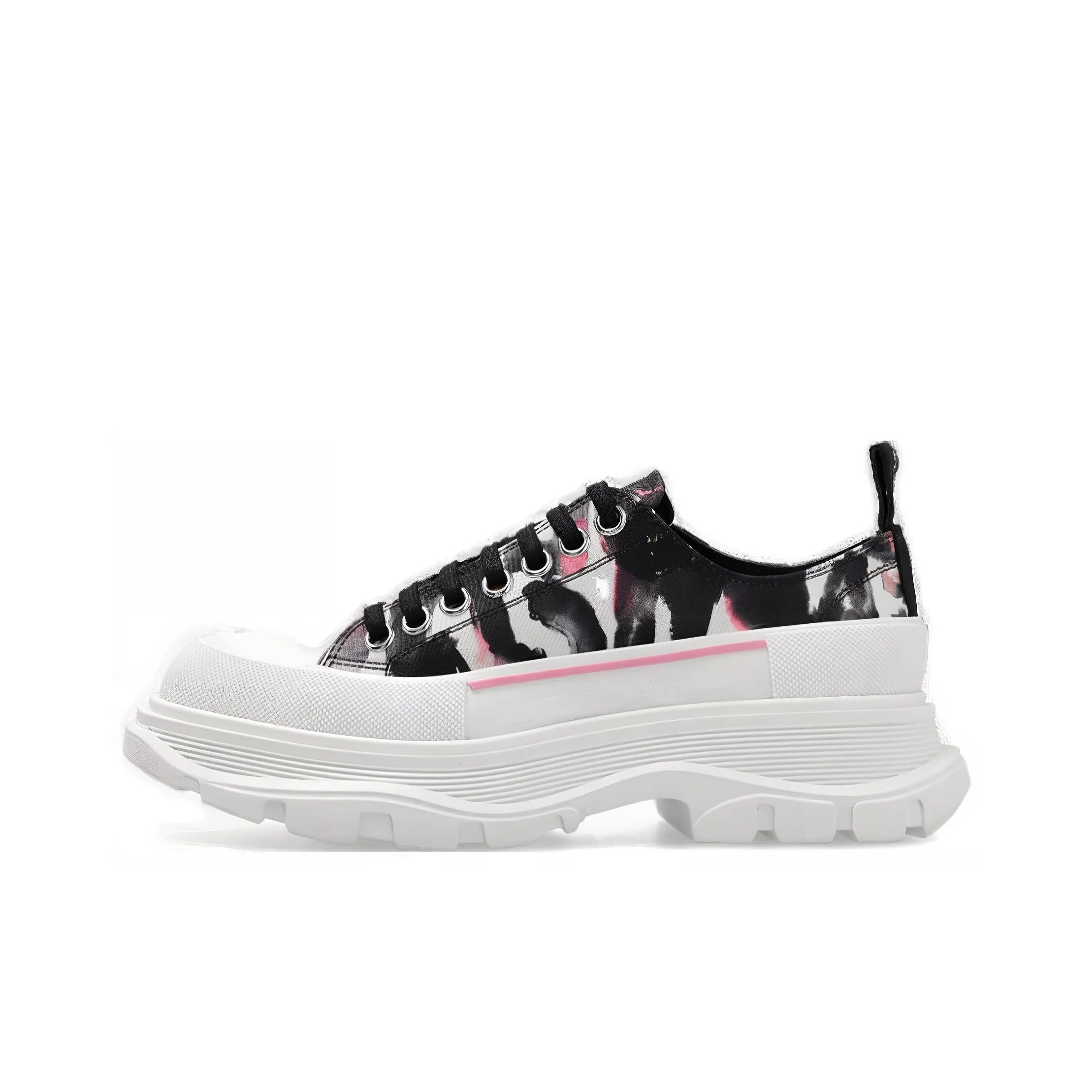 Alexander McQueen Watercolour Graffiti Tread Slick White Black Pink Women's