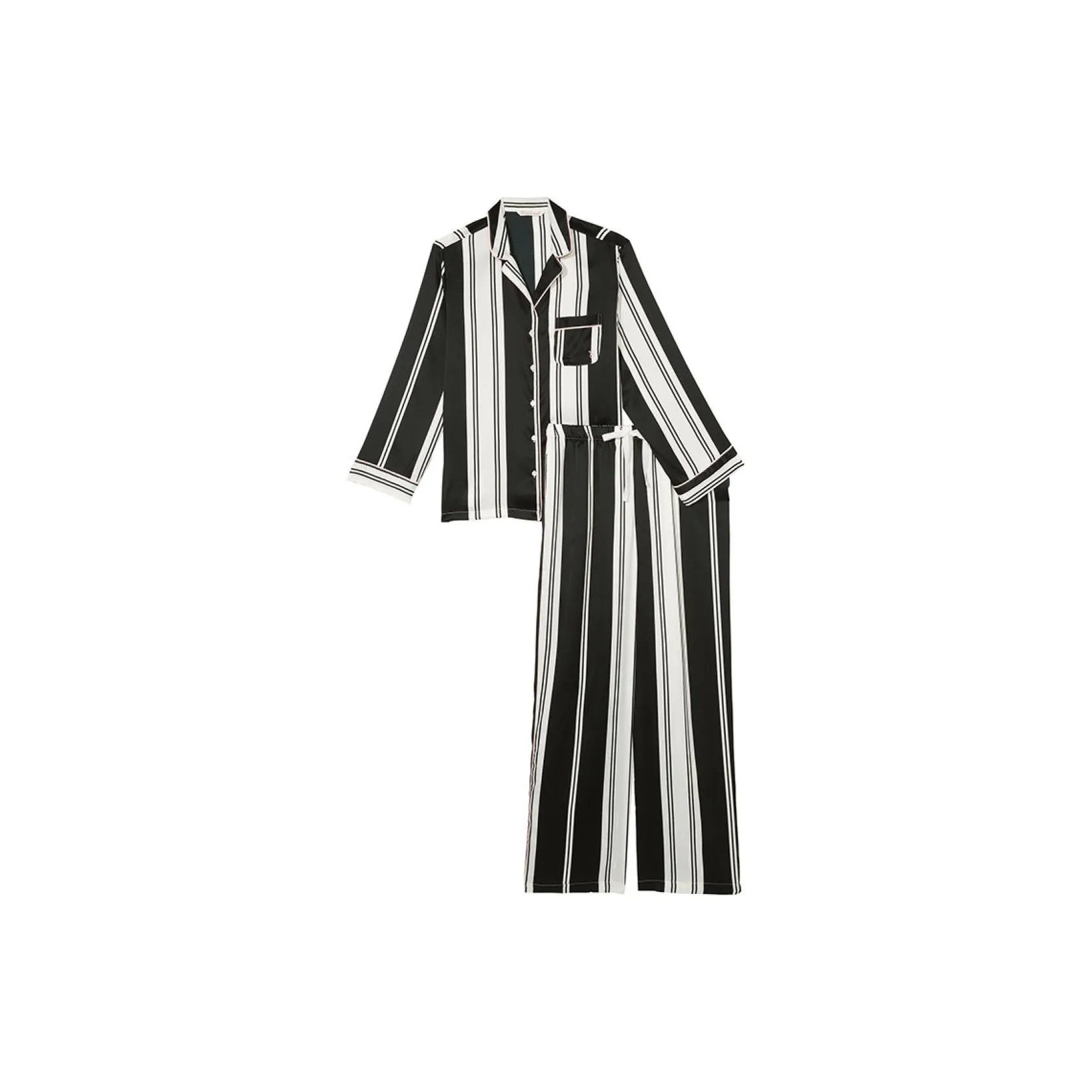 Victoria's Secret THE MIX Pajama Set Women's Black White Stripes